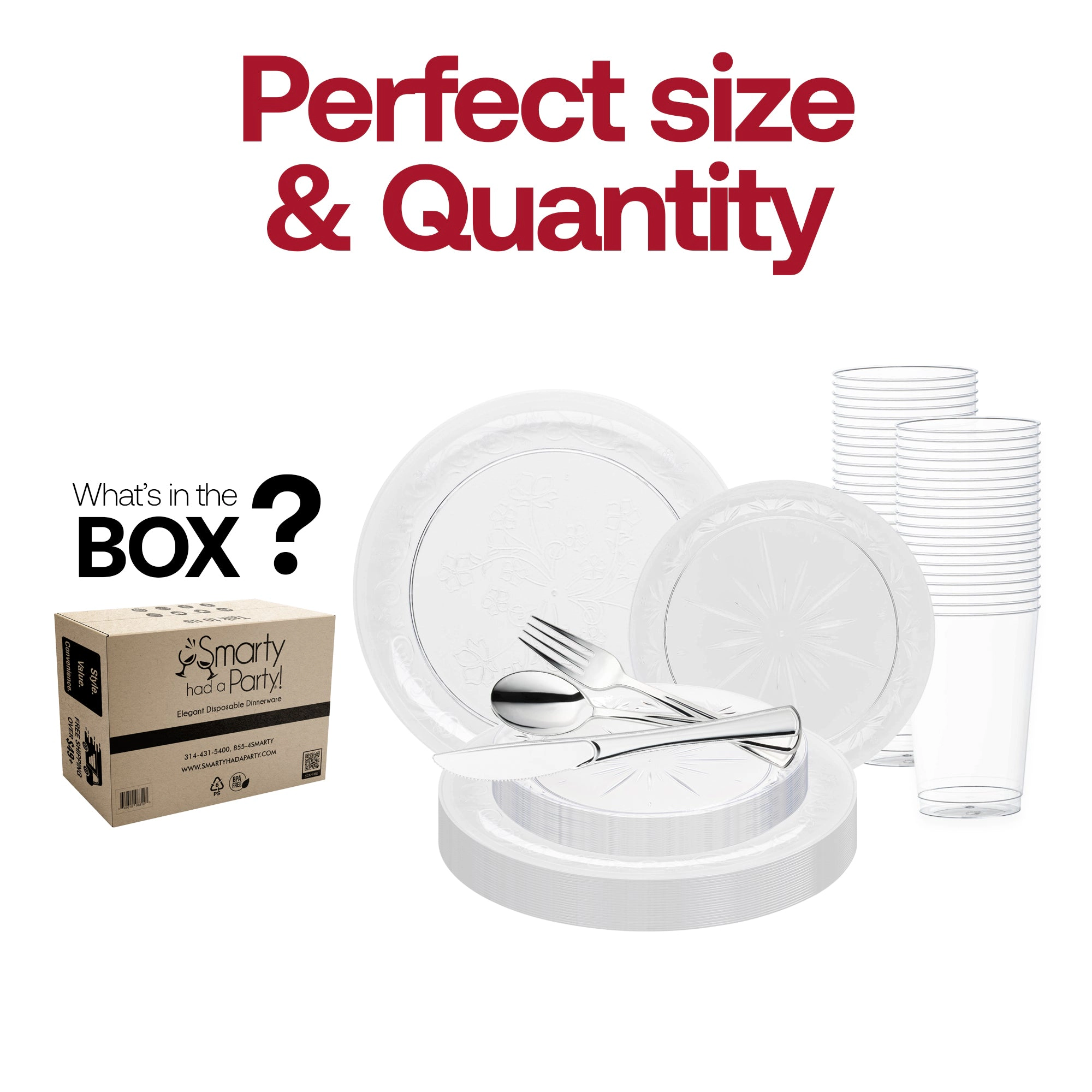 Smarty Had A Party Clear Floral Round Disposable Plastic Wedding Value Set