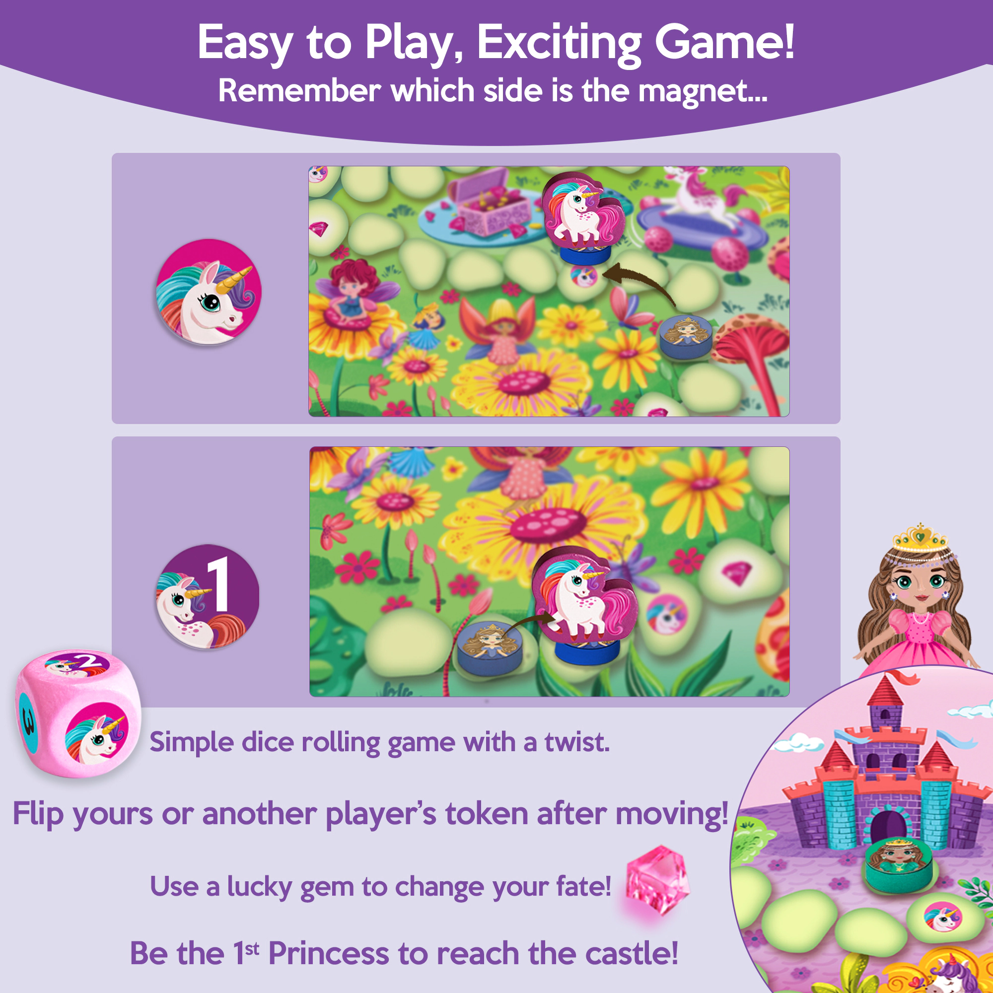 Chalk & Chuckles The Princess Race Memory Board Game - 2-4 Players