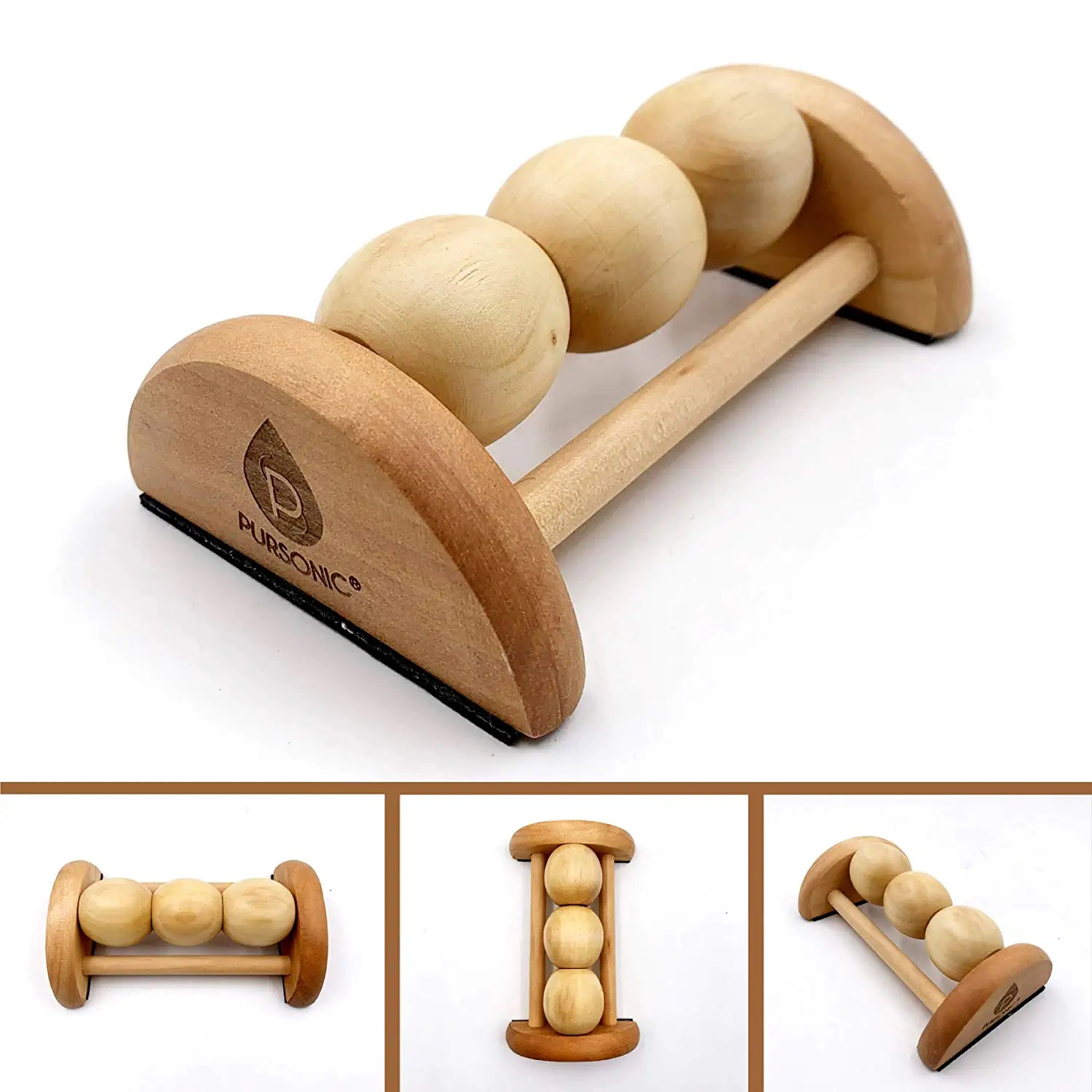 Pursonic Unisex Portable Foot Therapy Wooden Foot Massager