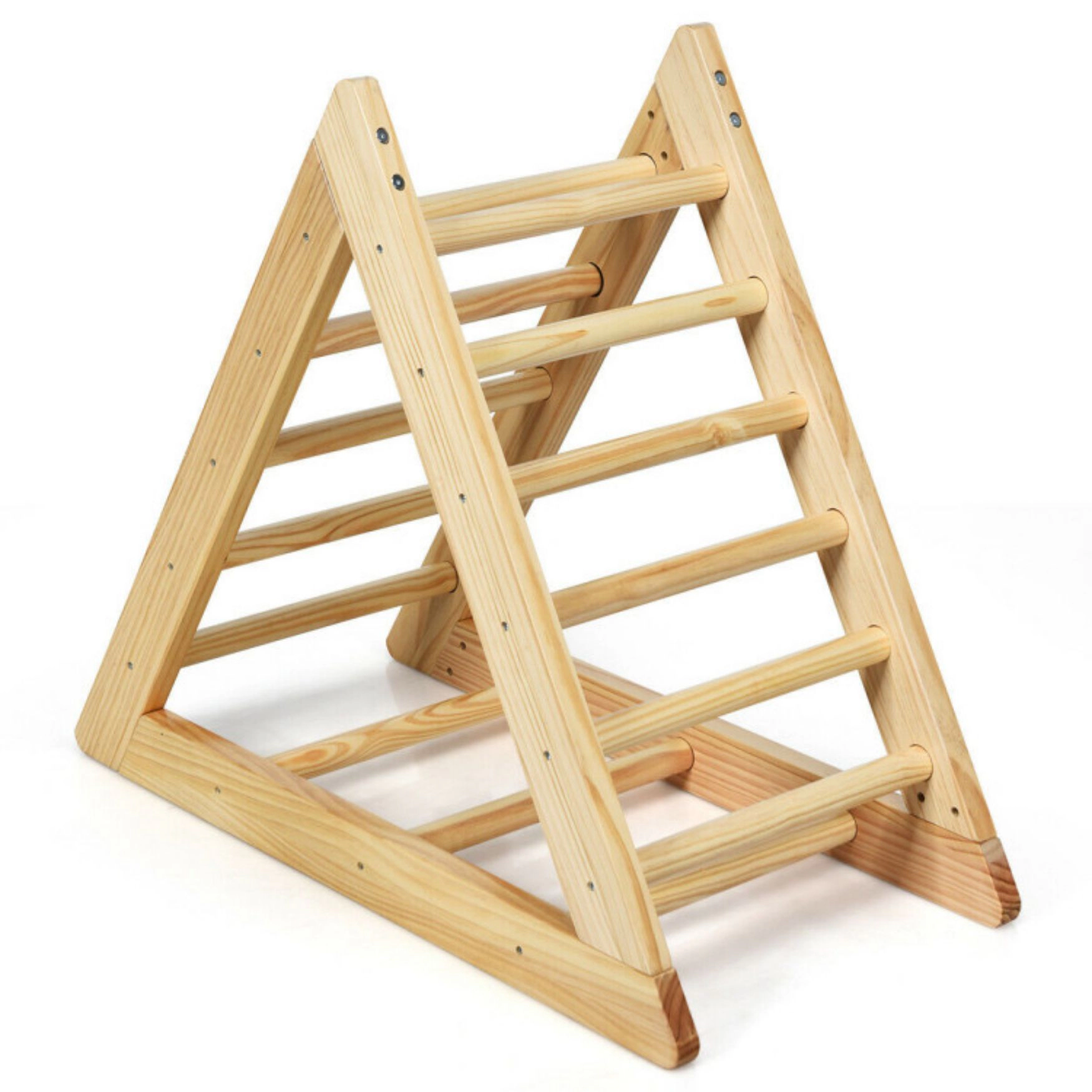 SUGIFT Natural ASTM Certified Toddler Step Training Wooden Triangle Climber