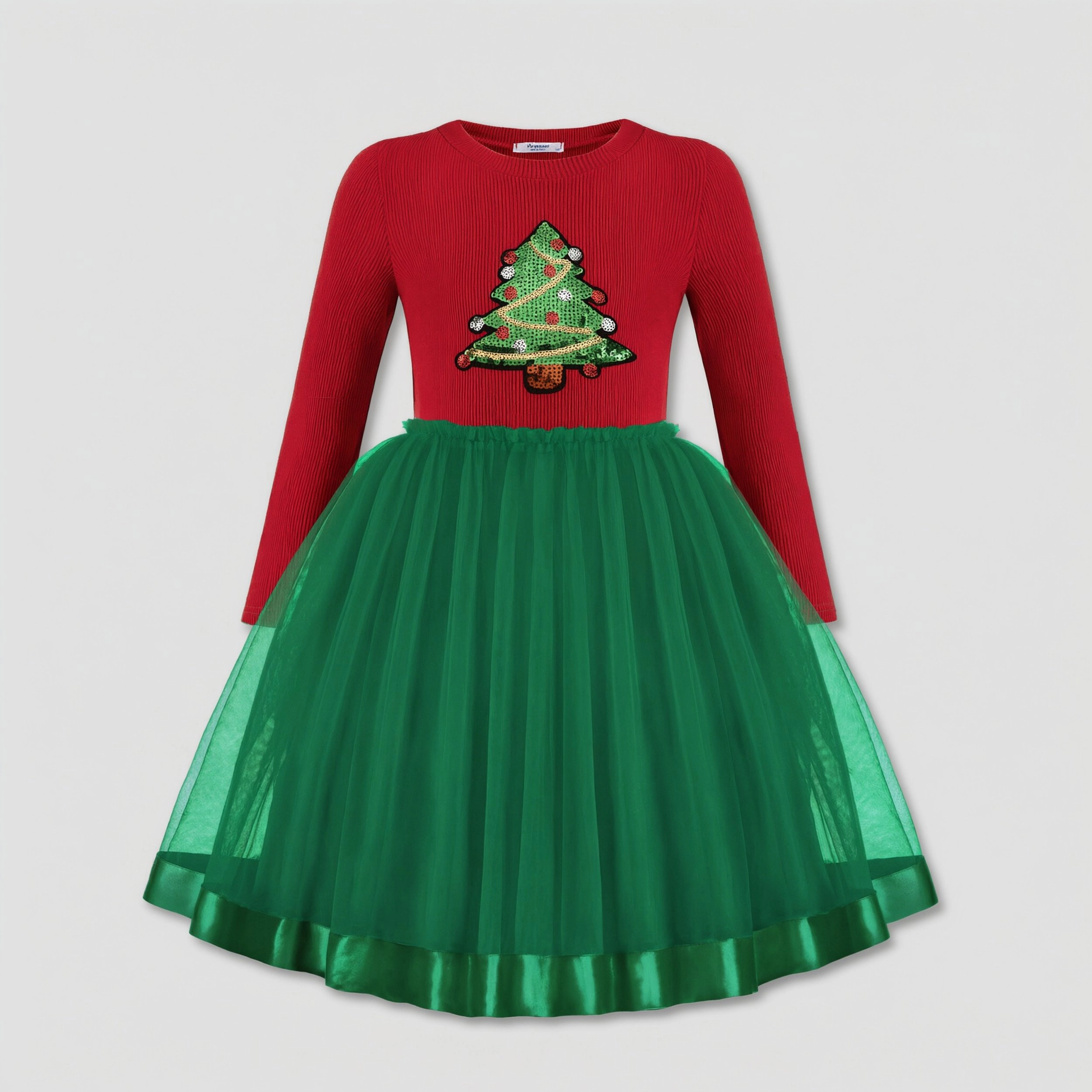 Arshiner Fall Dresses Long Sleeve Ribbed Knit Tulle Tutu Princess Birthday Party Dress