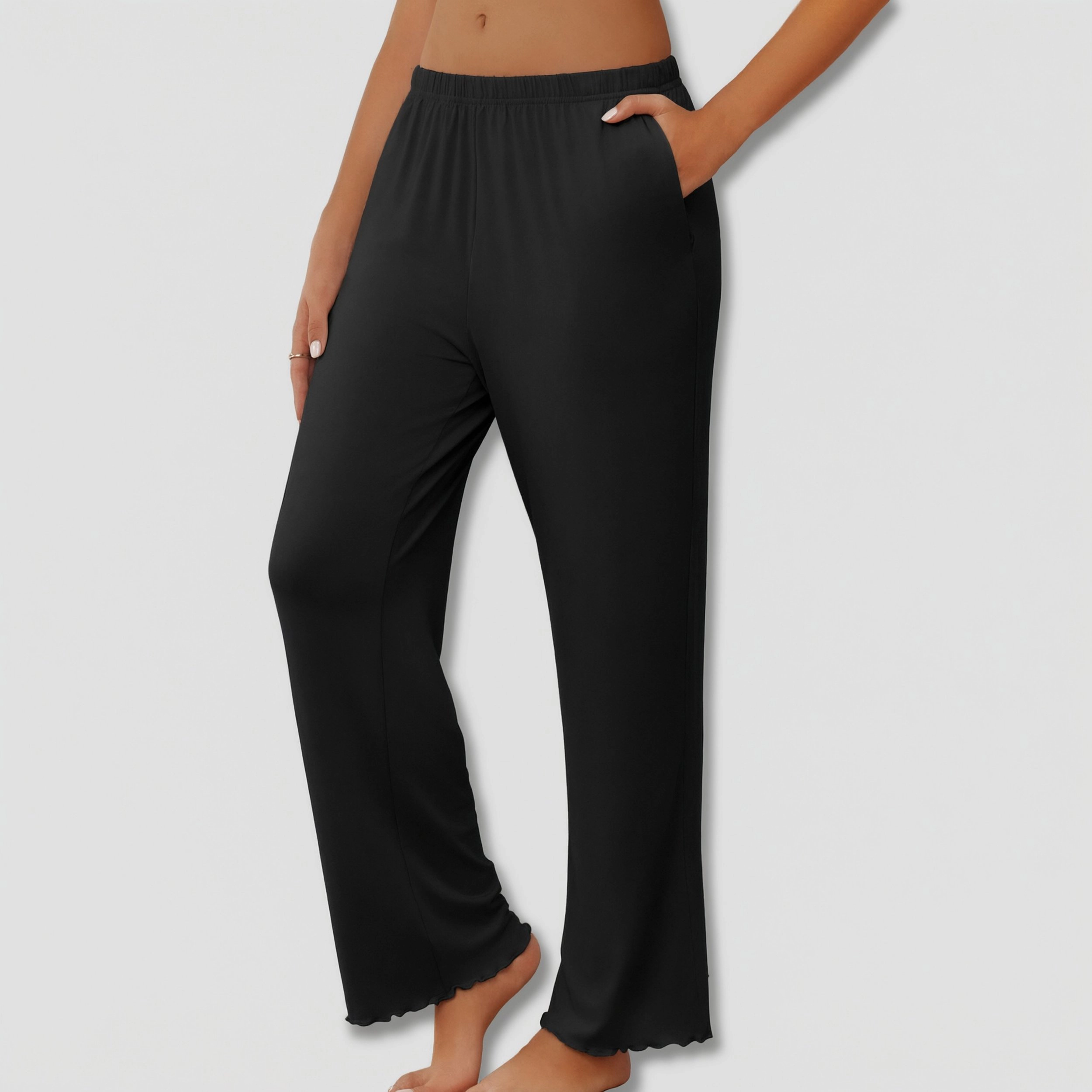 Ekouaer Womens Pajama Pants Lounge Bottoms Stretch Sleep Wide Leg