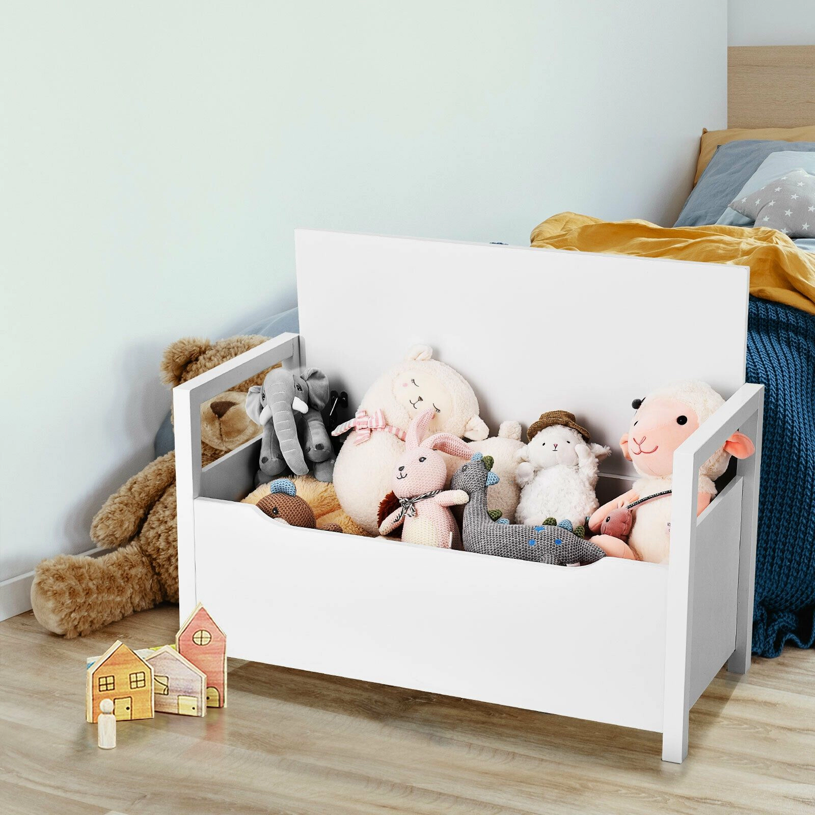 SlickBlue Shoe Organizer Bench with Padded Seat, Lift-Top Storage