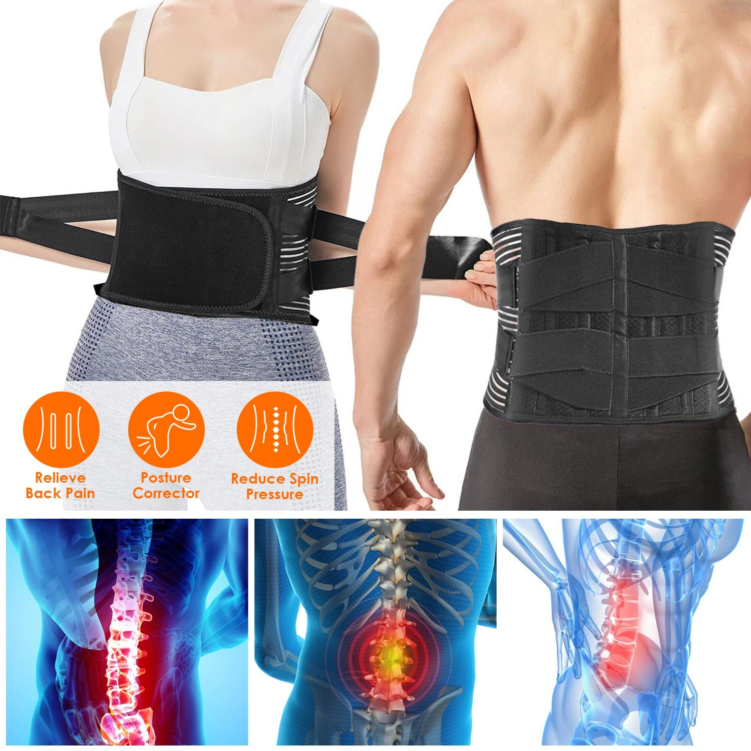 GBruno Adjustable Lumbar Support Brace