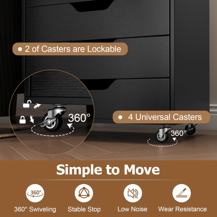 Hivvago 7-Drawer Chest Storage Dresser Floor Cabinet Organizer with Wheels