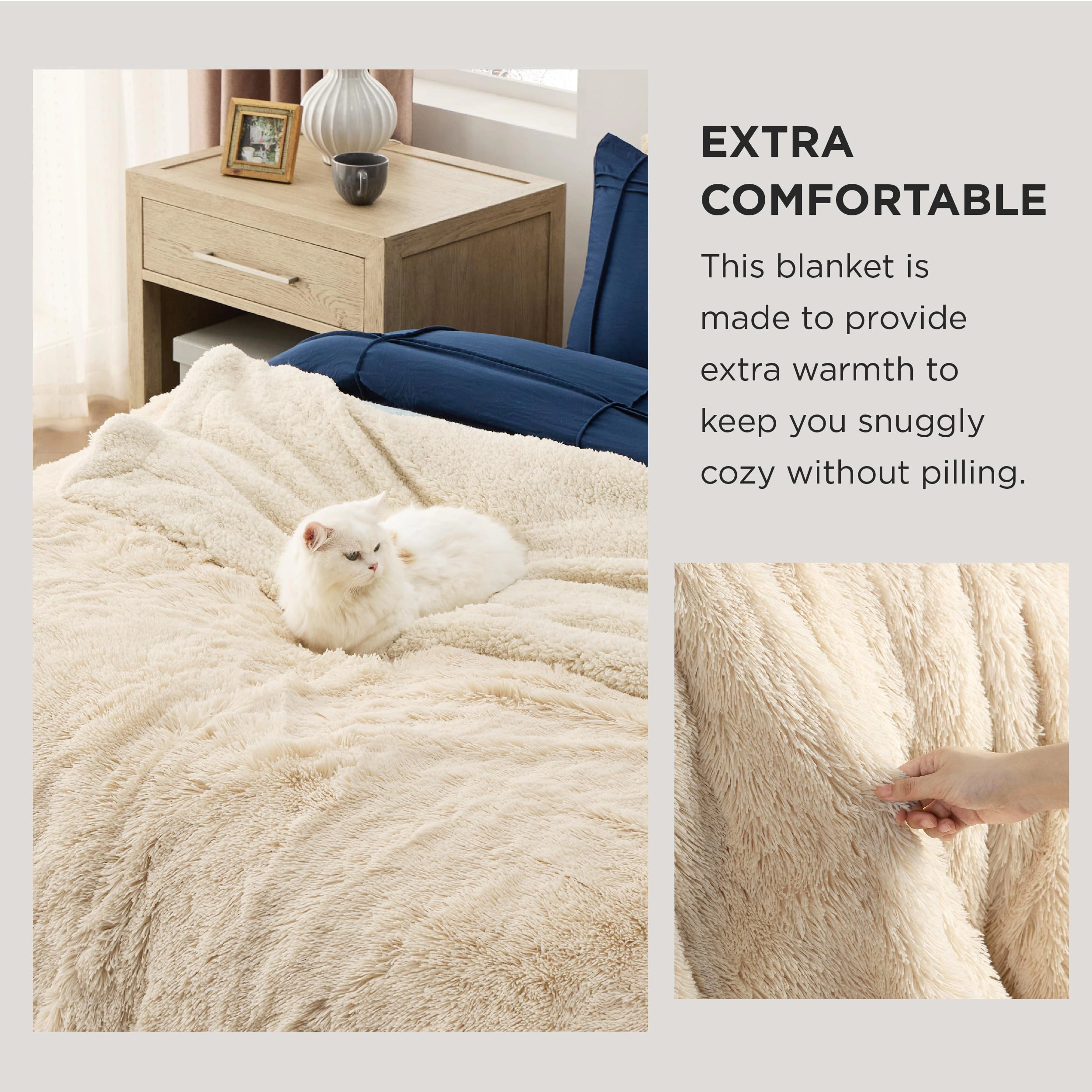 CovertSafe Faux Fluffy Fleece Sherpa Blanket Couch Throw