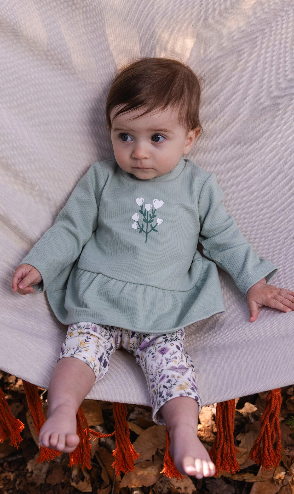 Deux par Girls Organic Cotton Peplum Tunic and Legging Set with Heart Print