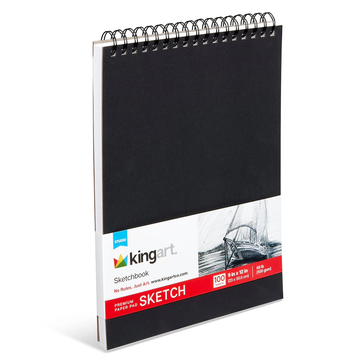 KINGART Sketchbook Pad - Top Spiral - 9" x 12" - 100 Sheets