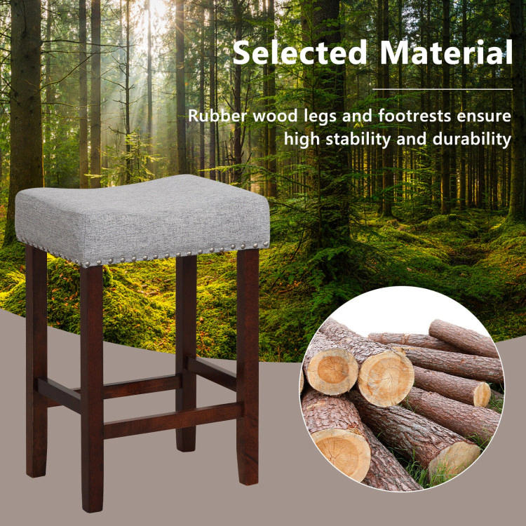 Hivvago 24-Inch Upholstered Bar Stools with Comfortably Curved Seats - Set of 2