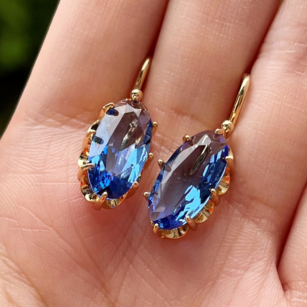 Wardrobe Whimsy Oval Cut Multi Color Cubic Zirconia Dangle Hook Earrings