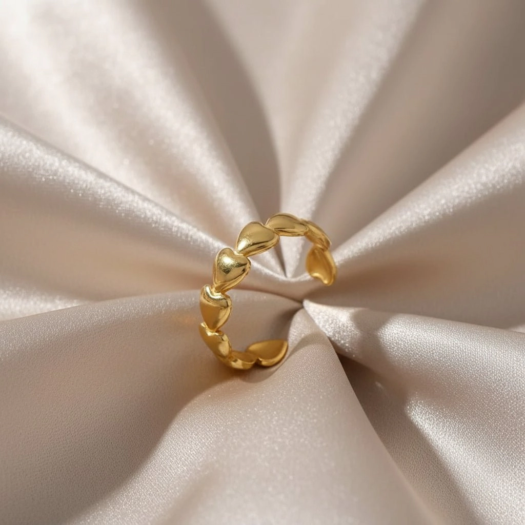 DressAtR Women's Heart Shape 18K Gold Plated Open Ring
