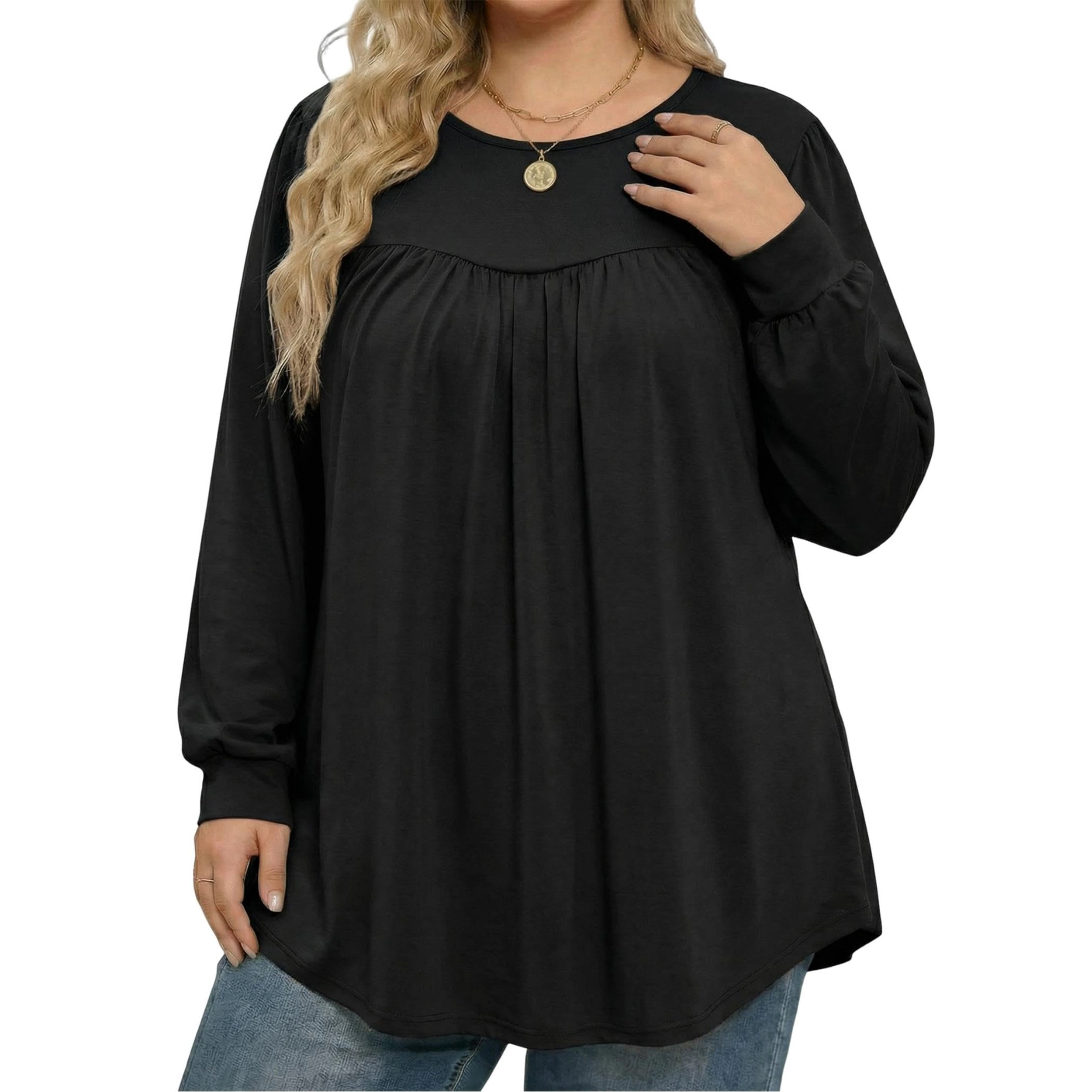 Zeagoo Women Babydoll Crew Neck Tunic Top