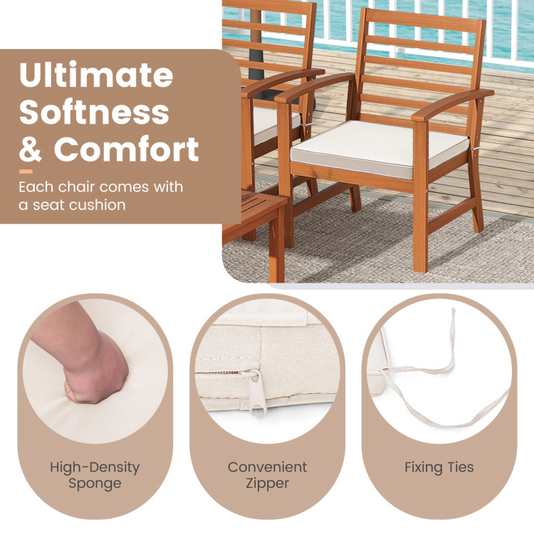 Hivvago 4 Pieces Outdoor Furniture Set With Stable Acacia Wood Frame