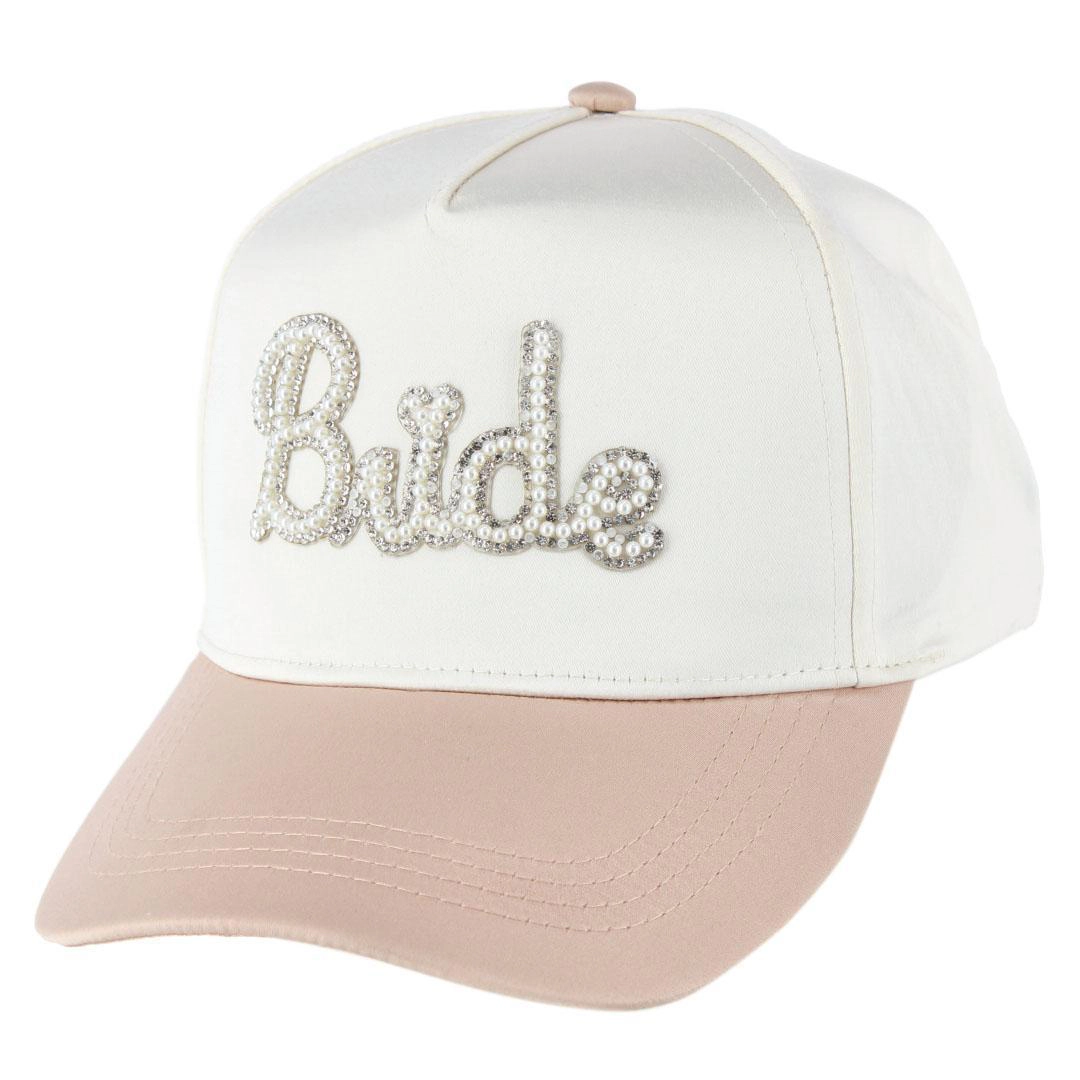CTM Bride To Be Satin Pearl Beaded Hat for Women