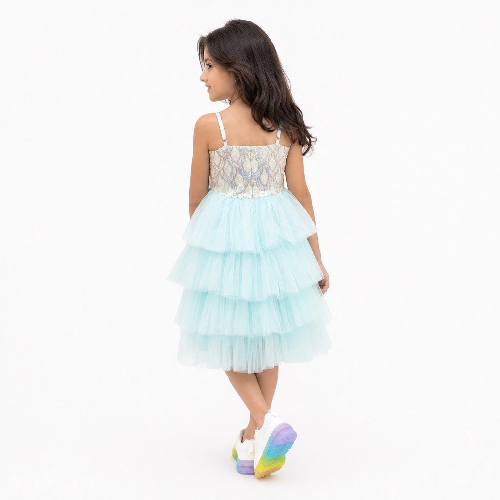 Faeella Girls Sparkling Sea Fairy Mermaid Sequin Flower Girl Dress