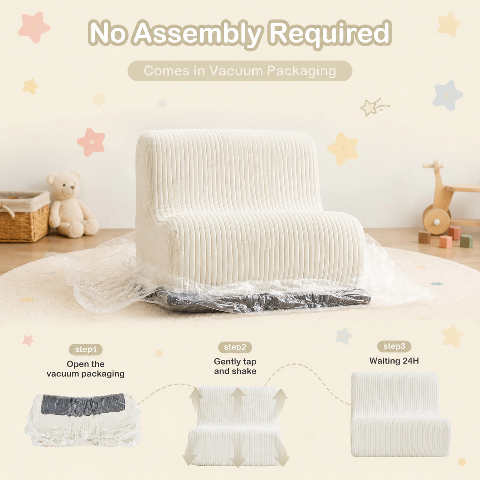 Unikome Kids Lounge Chair Foam Sofa–Soft Corduroy Toddler Armchair, Lightweight Portable Couch