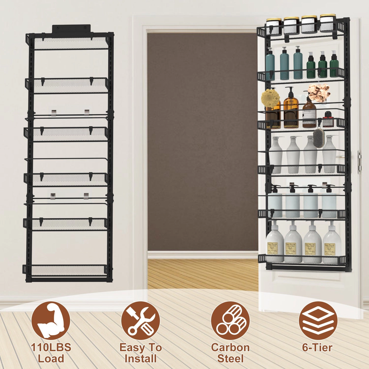 NEW Home Unisex 6-Tier Carbon Steel Over Door Organizer