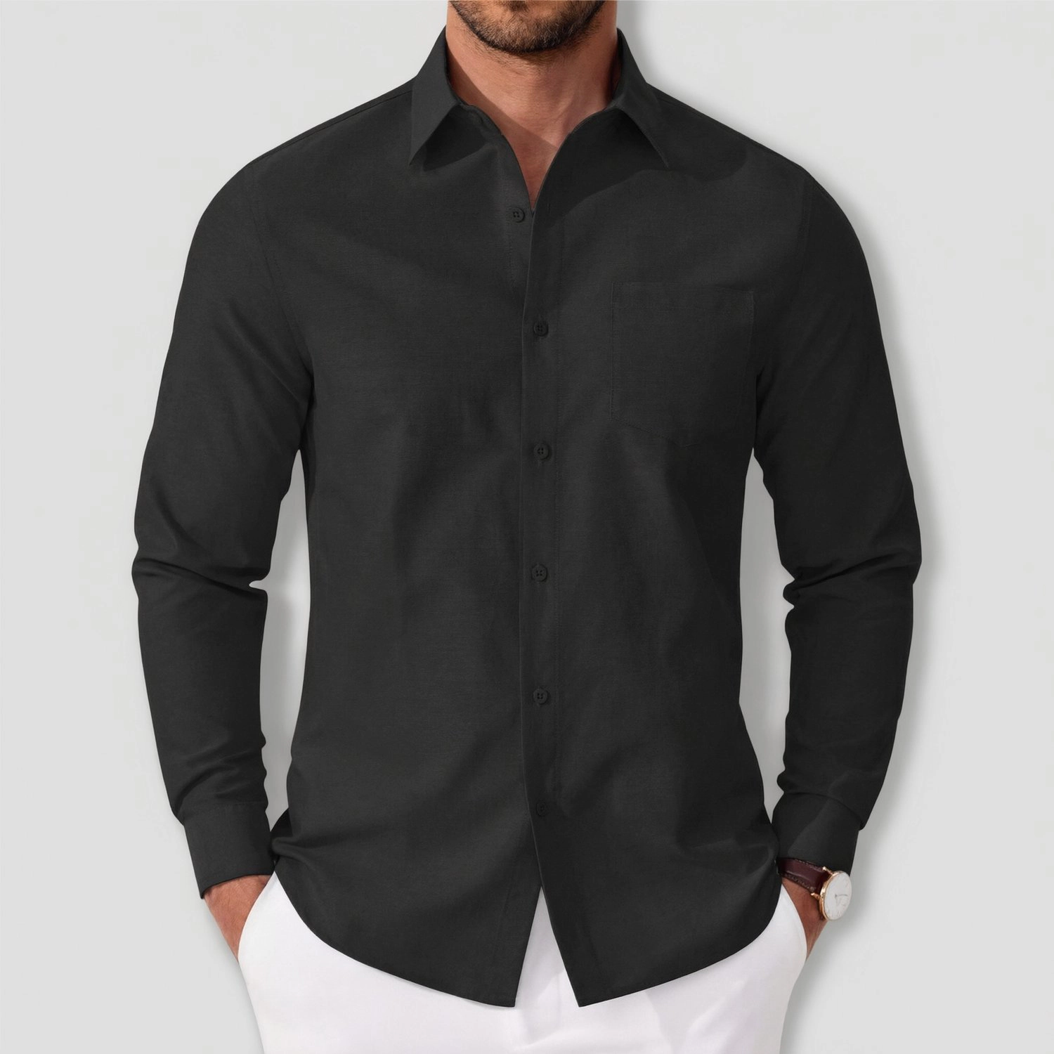 COOFANDY Mens Classic Long Sleeve Button Down Shirt Chest Pocket Casual Work Shirts