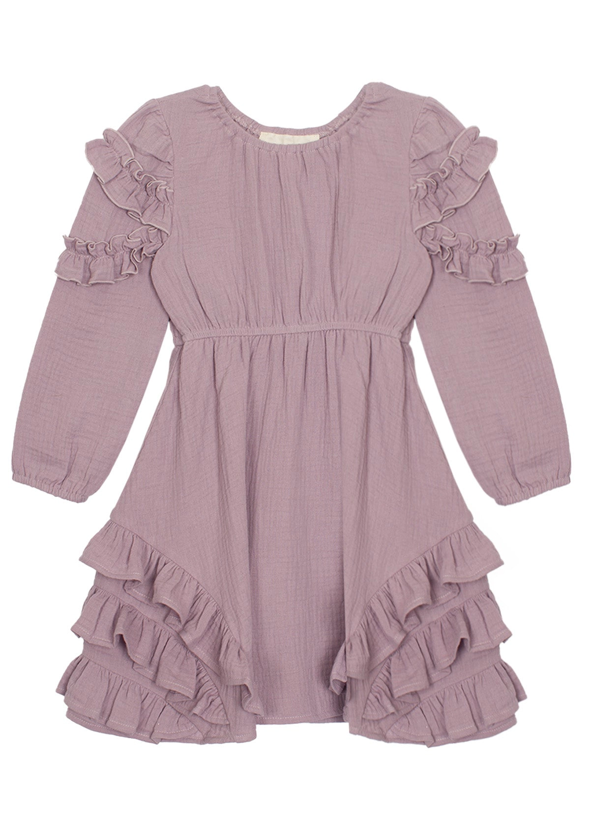 Mabel and Honey Lavender Dew Elastic Waist Cotton Gauze Dress