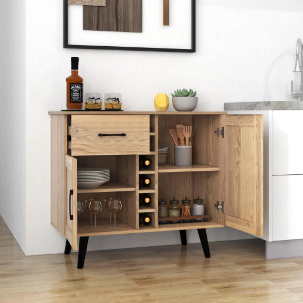 Hivvago 2-Door Buffet Sideboard With 6-Bottle Wine Rack Drawer