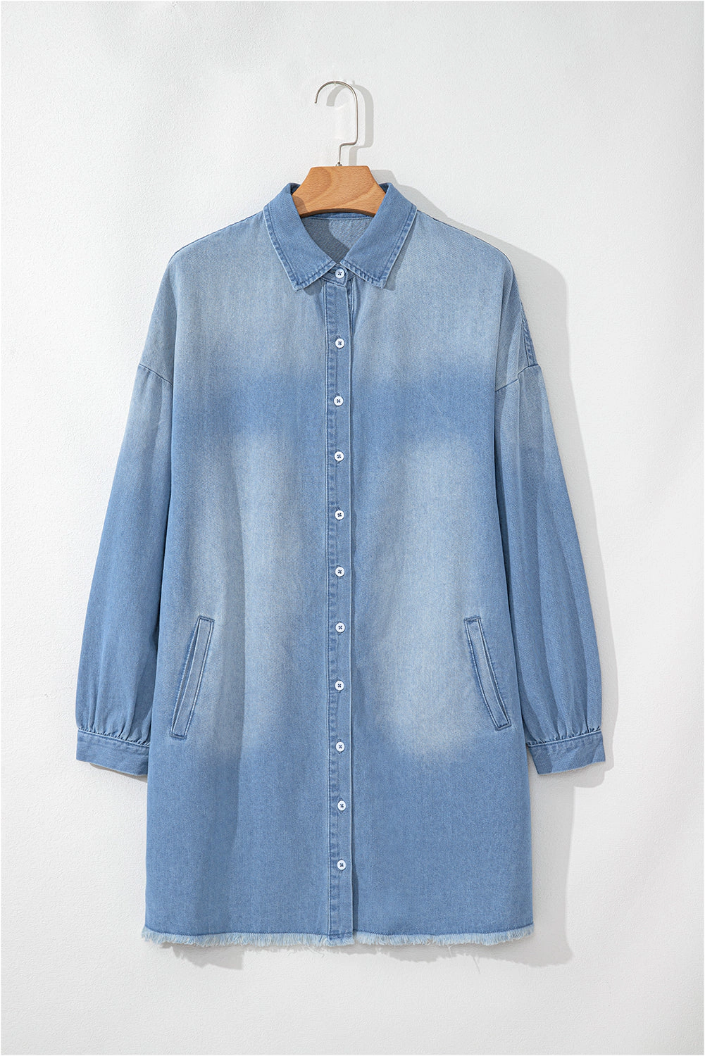 Threaded Pear Women's Journee Medium Washed Denim Shirt Dress