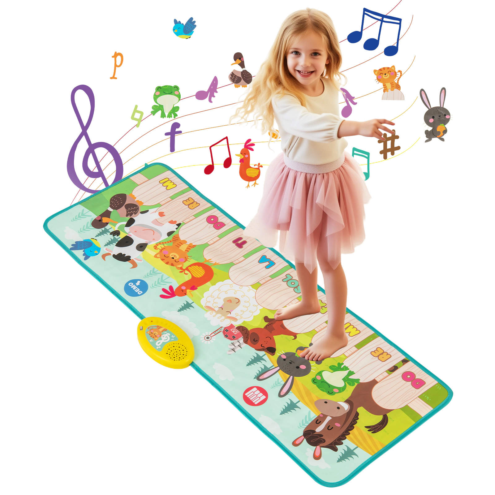 SUGIFT Kids Multicolor Animal Farm Musical Piano Mat with 10 Animal Sounds 37.5-in W 14-in D Ages 3+