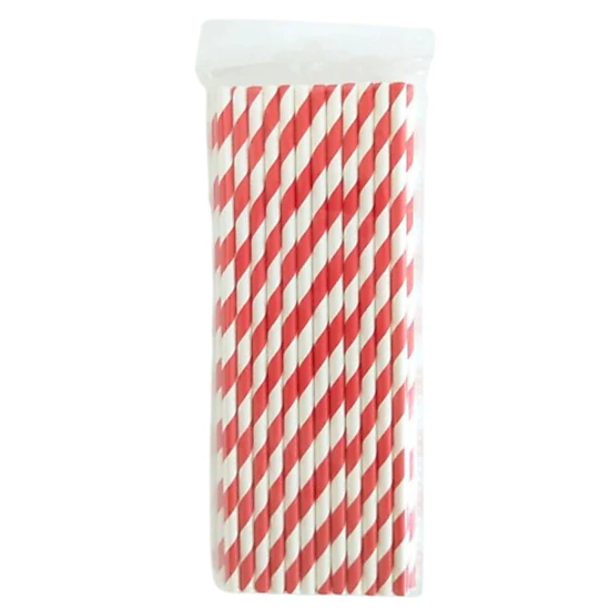 Home Collection Pack of 100 Biodegradable Patterned Paper Drinking Straws