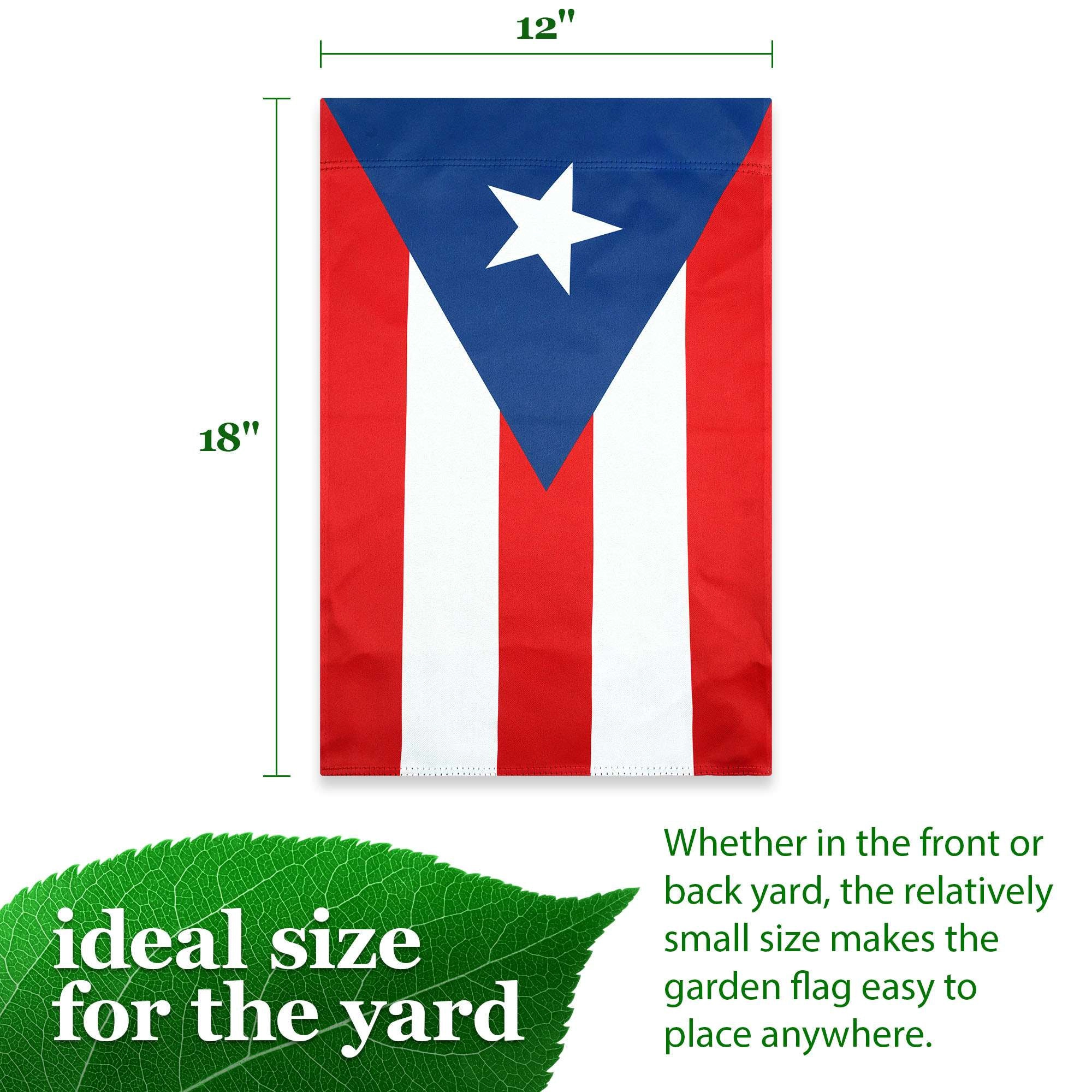 G128 Puerto Rico Garden Flag 12x18 in Double-Sided Blockout Polyester