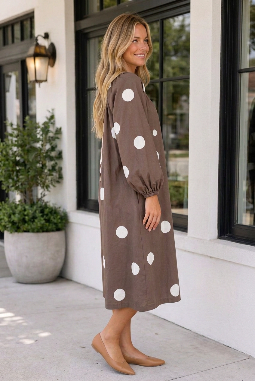 Threaded Pear Women's Danah Long Sleeve Midi Dress