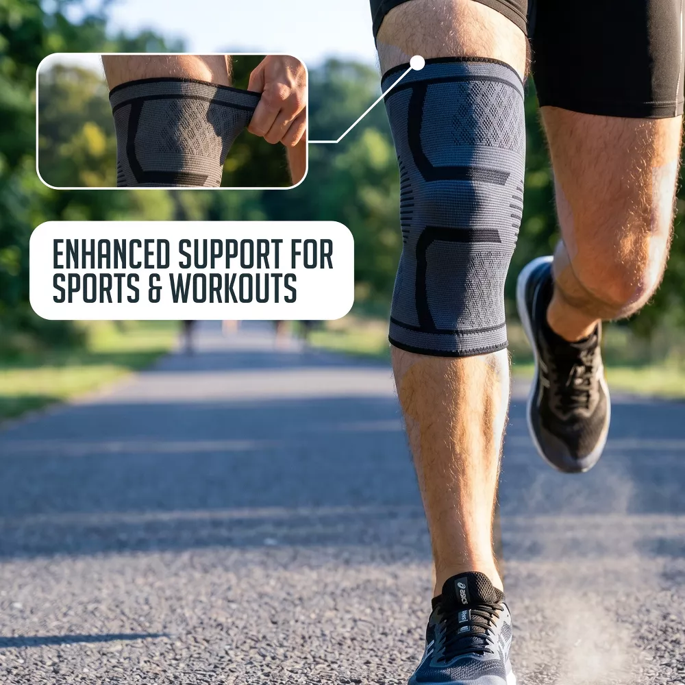 Luminuxe Compression Knee Brace 2 Pack Knee Support Sleeves for Running, Arthritis, Breathable Sports Knee Braces Large