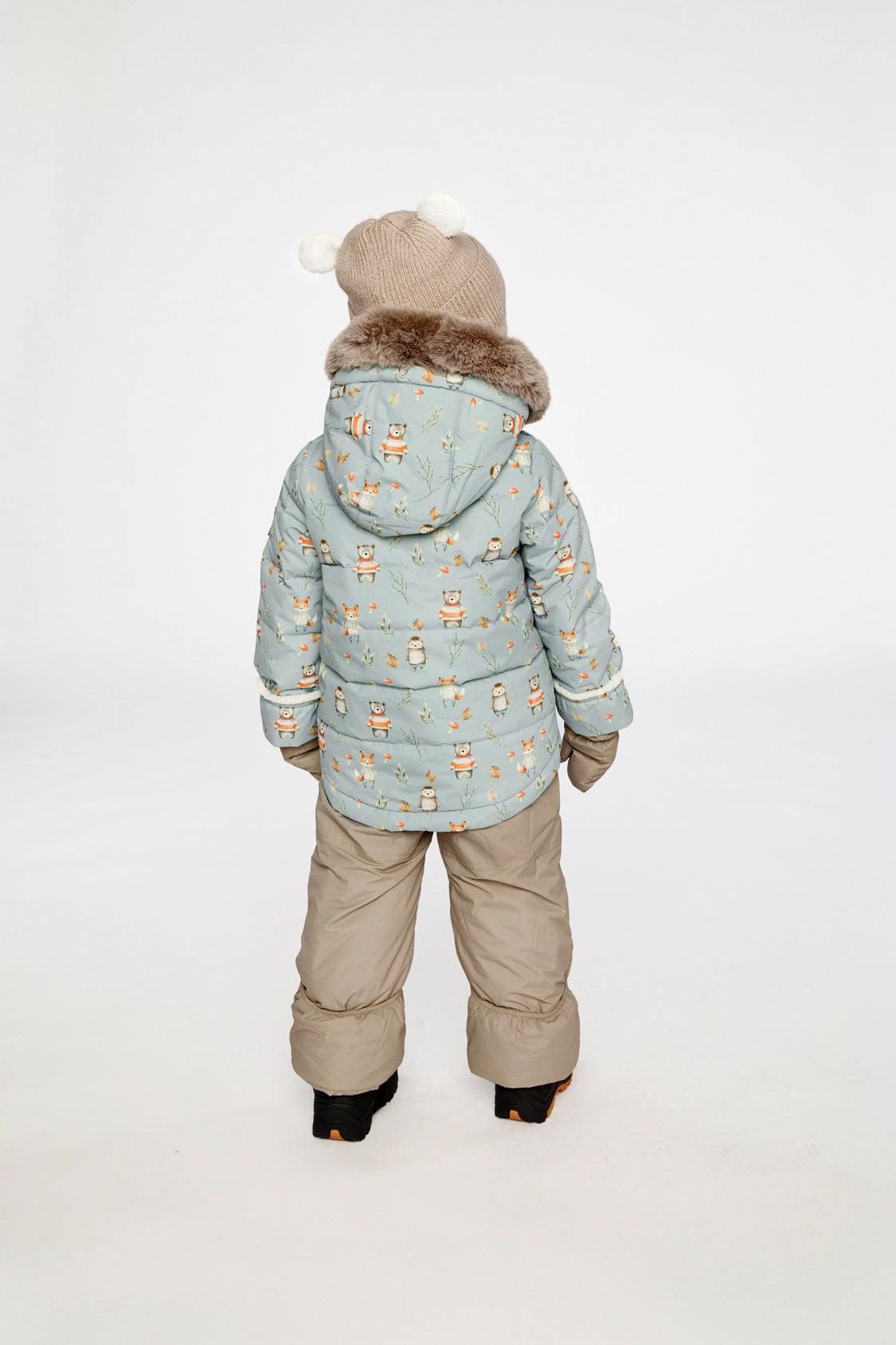 Deux par Boys Animal Print Two Piece Snowsuit with Hooded Coat and Snow Pants