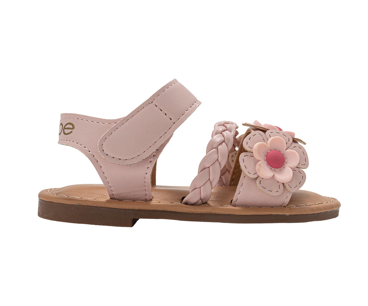 bebe Toddler Girl's Sandals - Fashion Flat Sandals, Cute Summer Shoes for Little Girls with Flower and Braided Strap