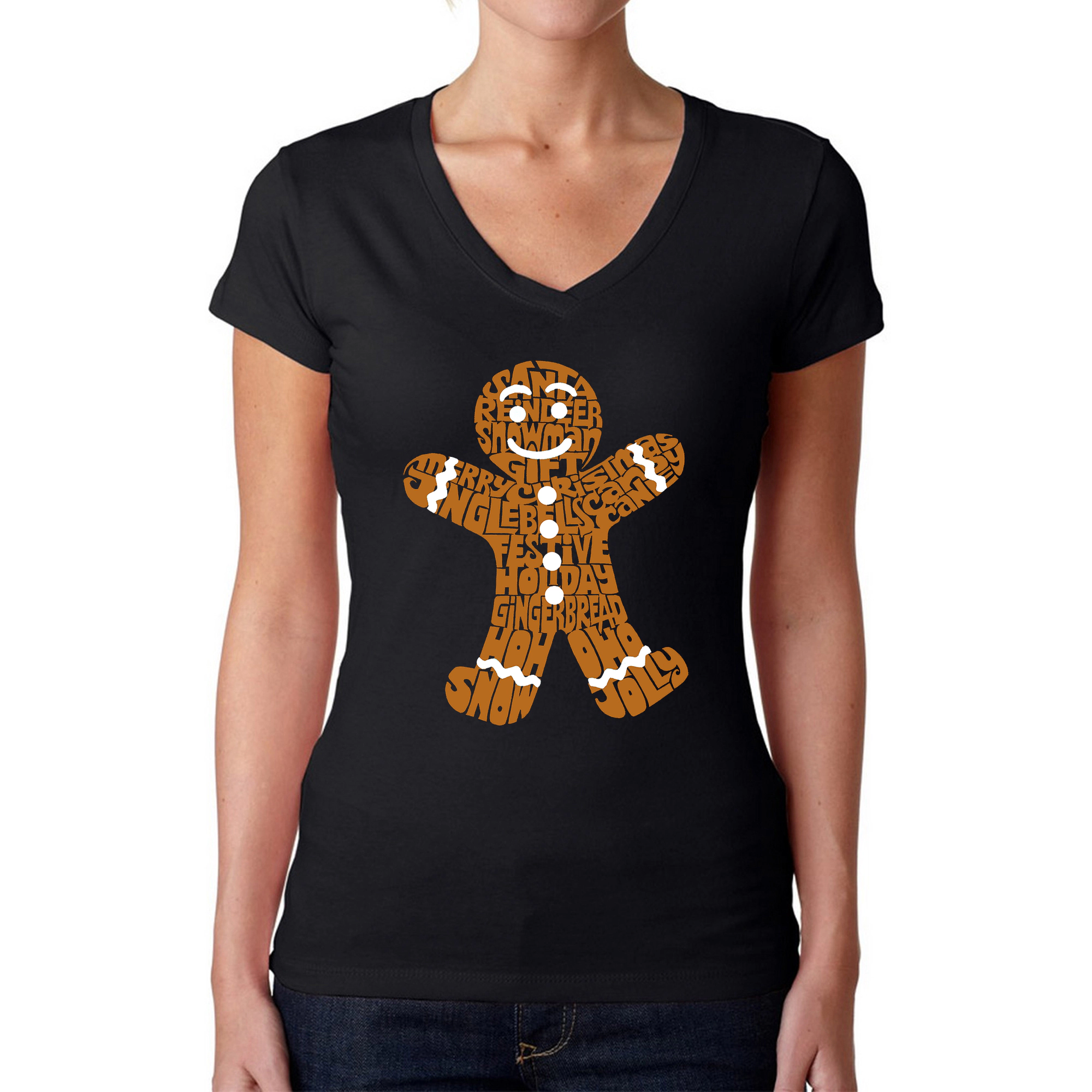 LA Pop Art Womens Word V-Neck T-Shirt