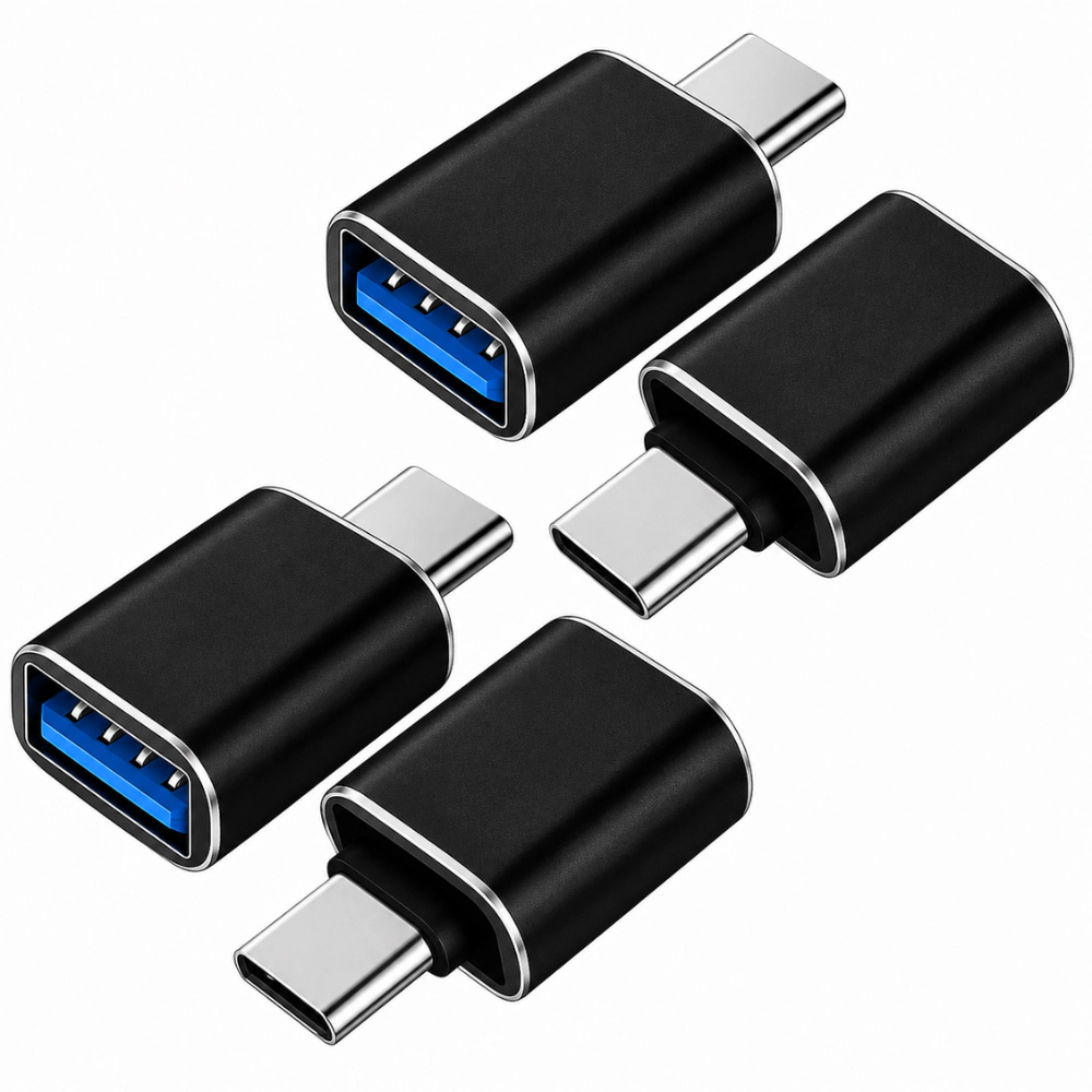 Qixxronics (4PCS) USB to C Adapter, USB-A Female Type-C Male Car Charger OTG Converter for Samsung Galaxy, iPad, Car, iPhone