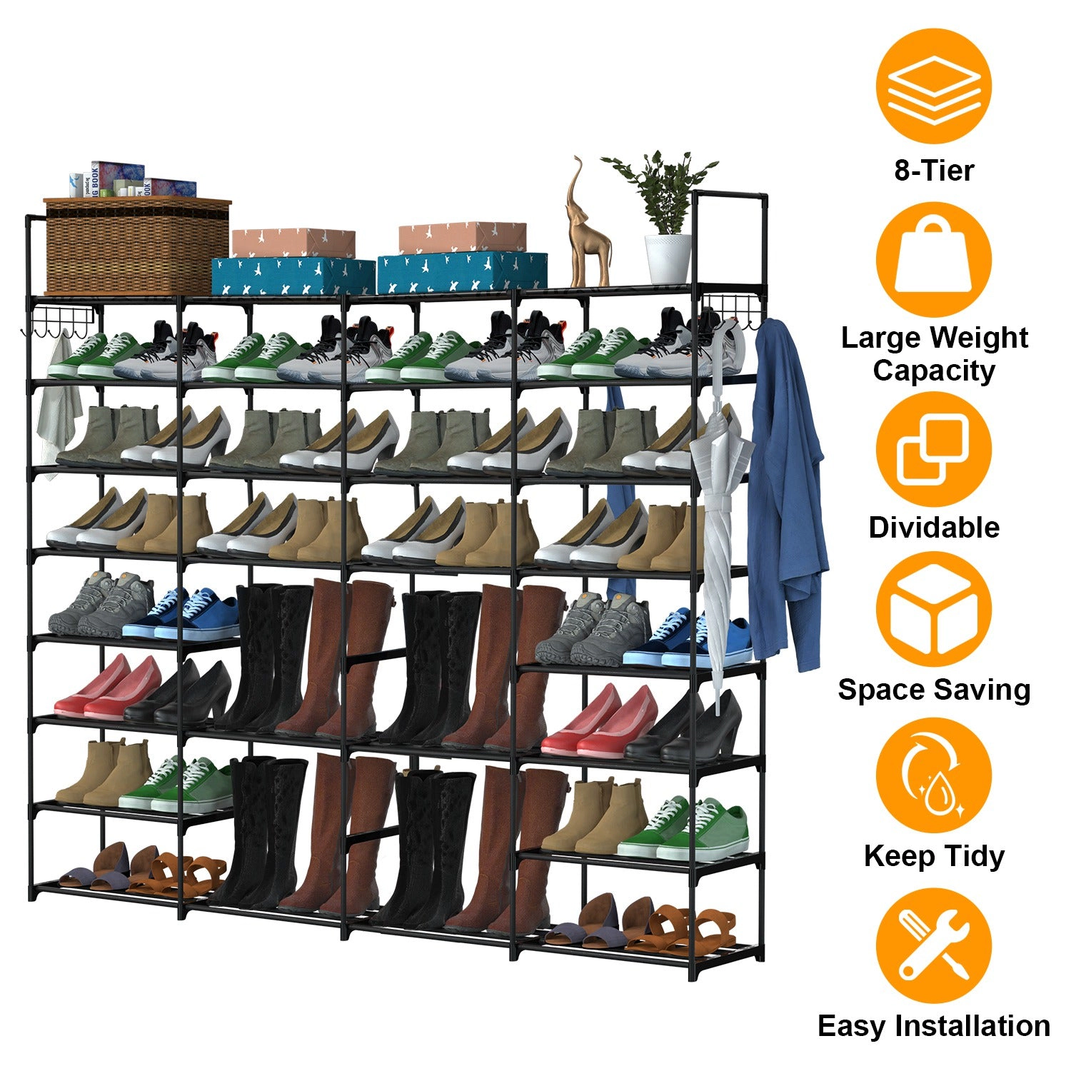 GBruno 8-Tier Metal Shoe Rack