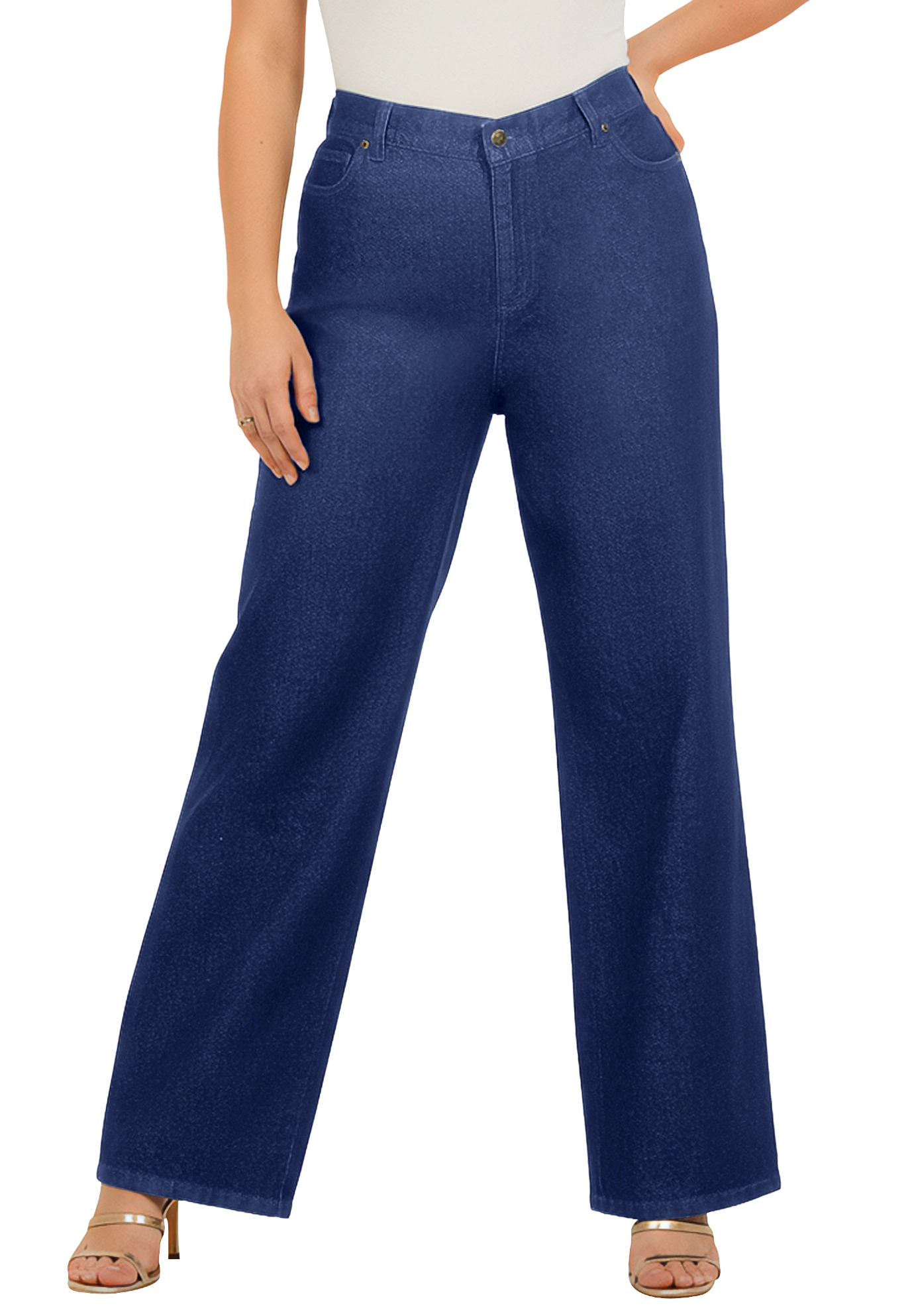 Roaman's Women's Plus Easy-Wear Wide Leg Jean