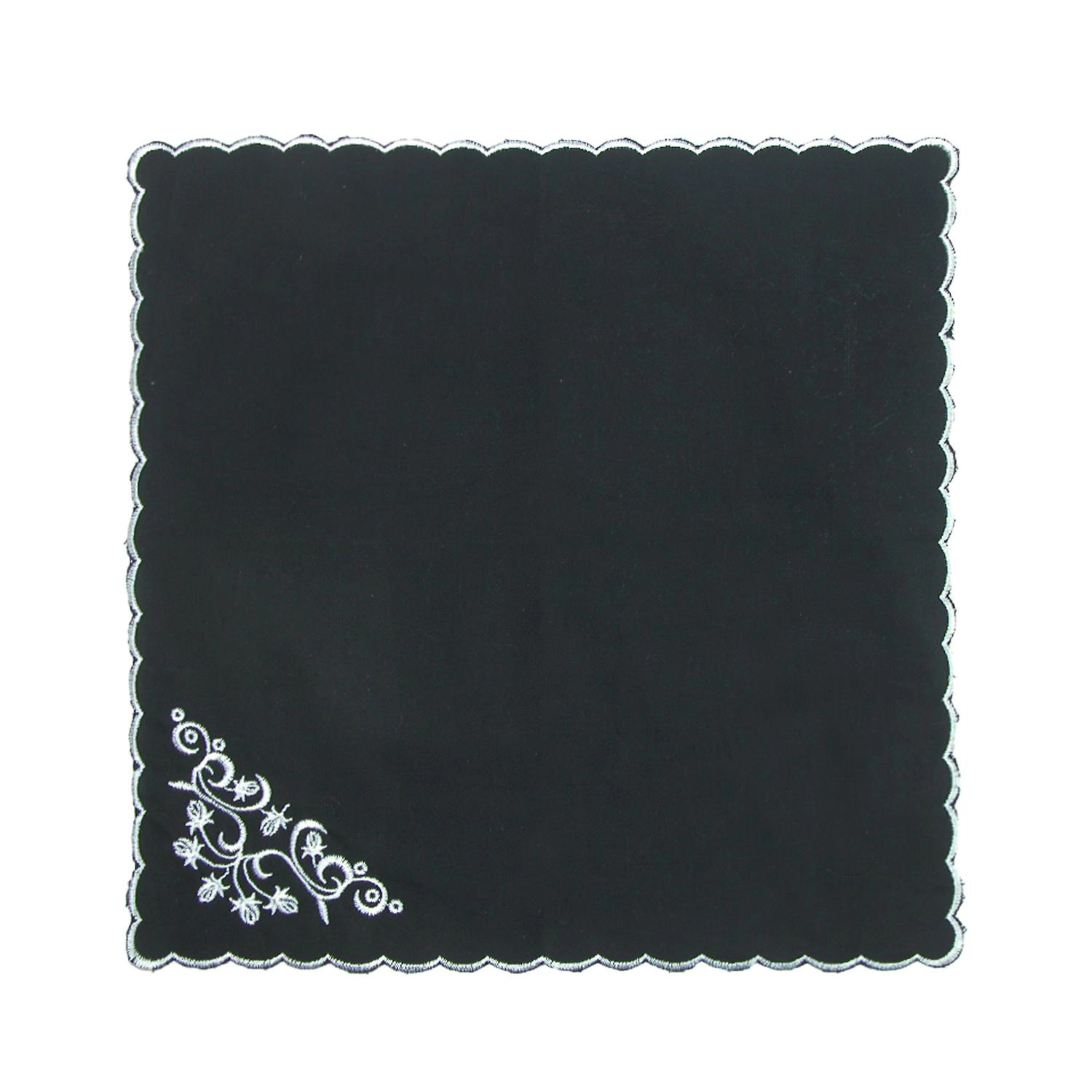 CTM Women's Cotton Black and White Floral Scroll Handkerchief