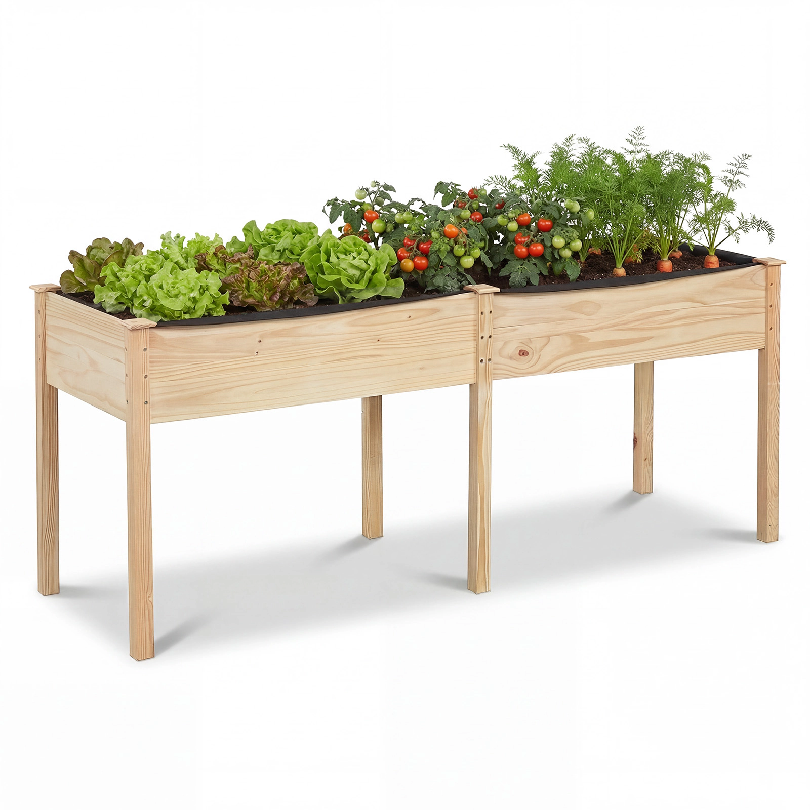 Costway Outdoor Raised Garden Bed with Legs 73x23x30in Wood Planter Box Divider Panel Brown