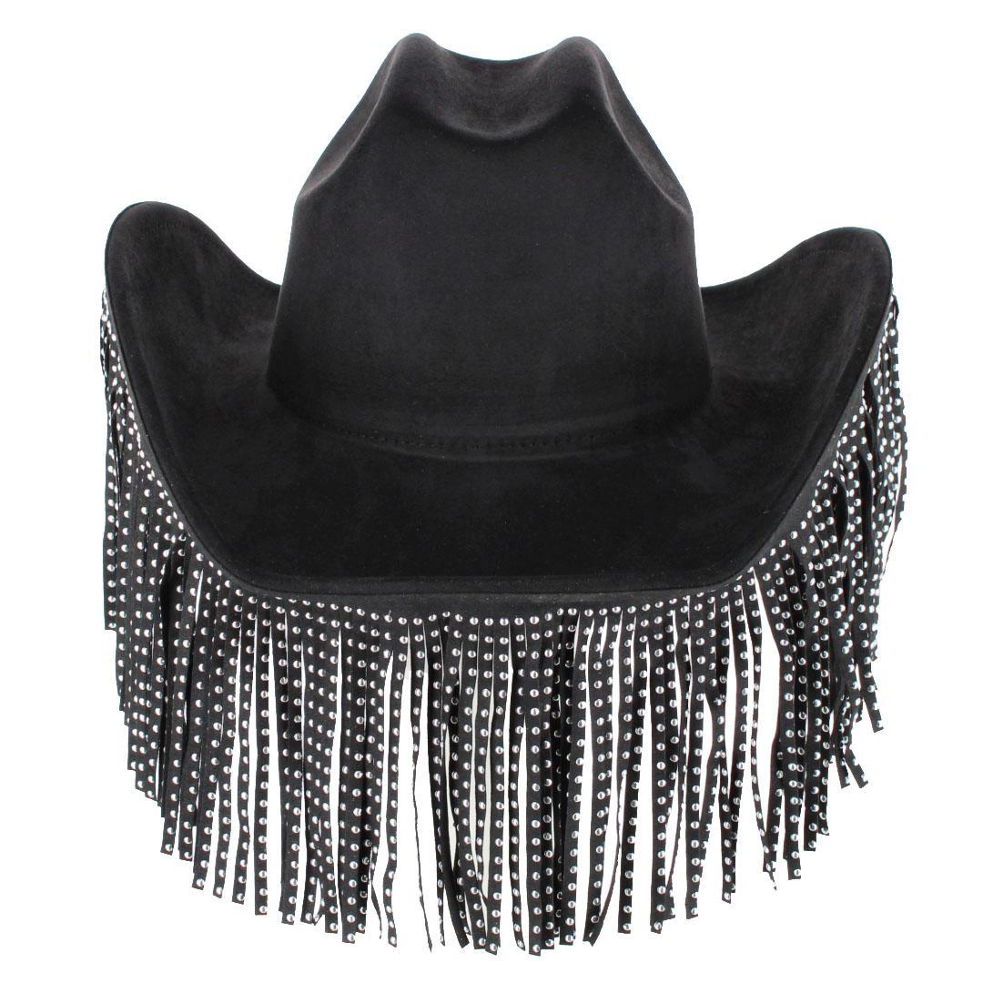 CTM® Women's Studded Fringe Western Cowboy Hat
