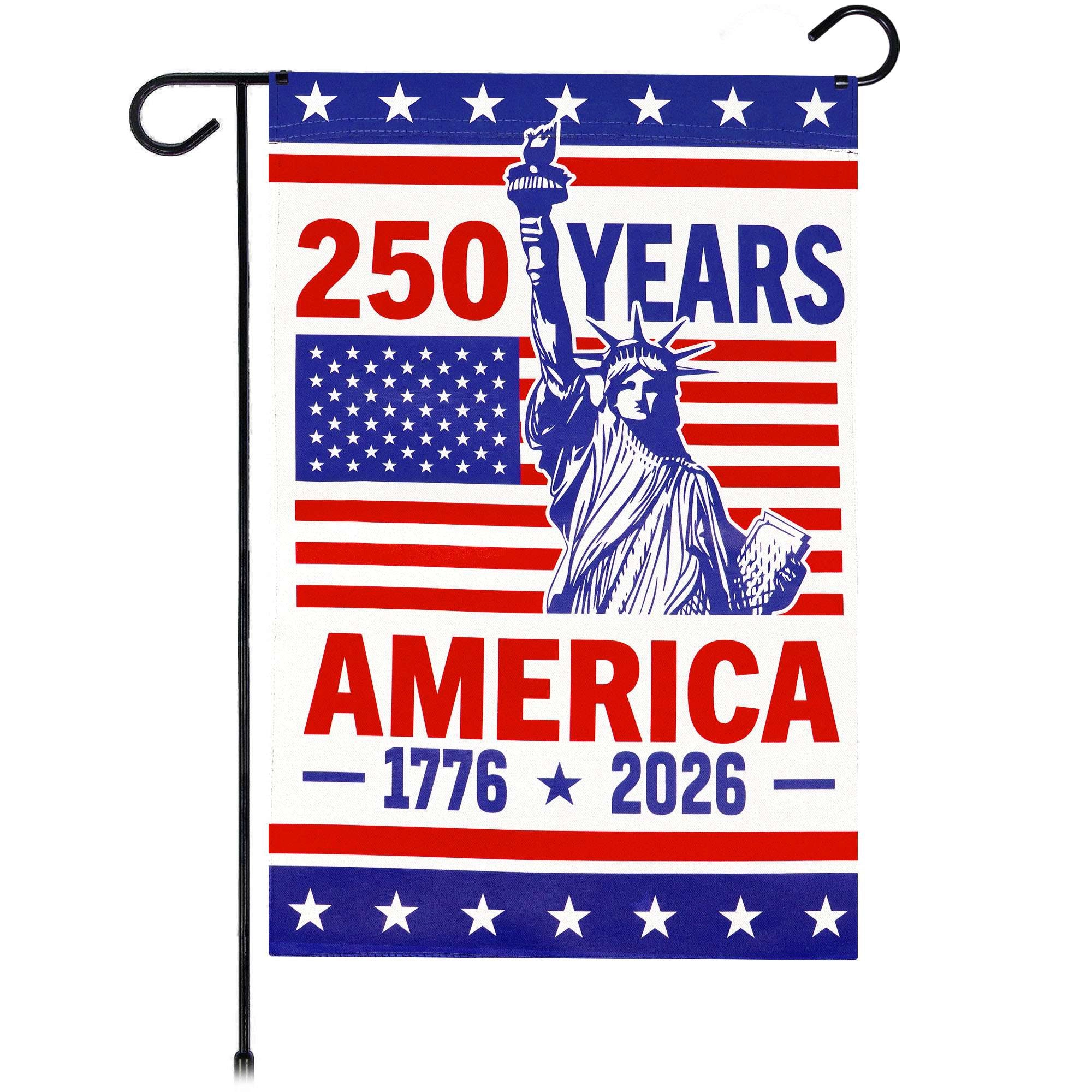 G128 USA 250th Anniversary Garden Flag 12x18 Double-Sided Statue of Liberty
