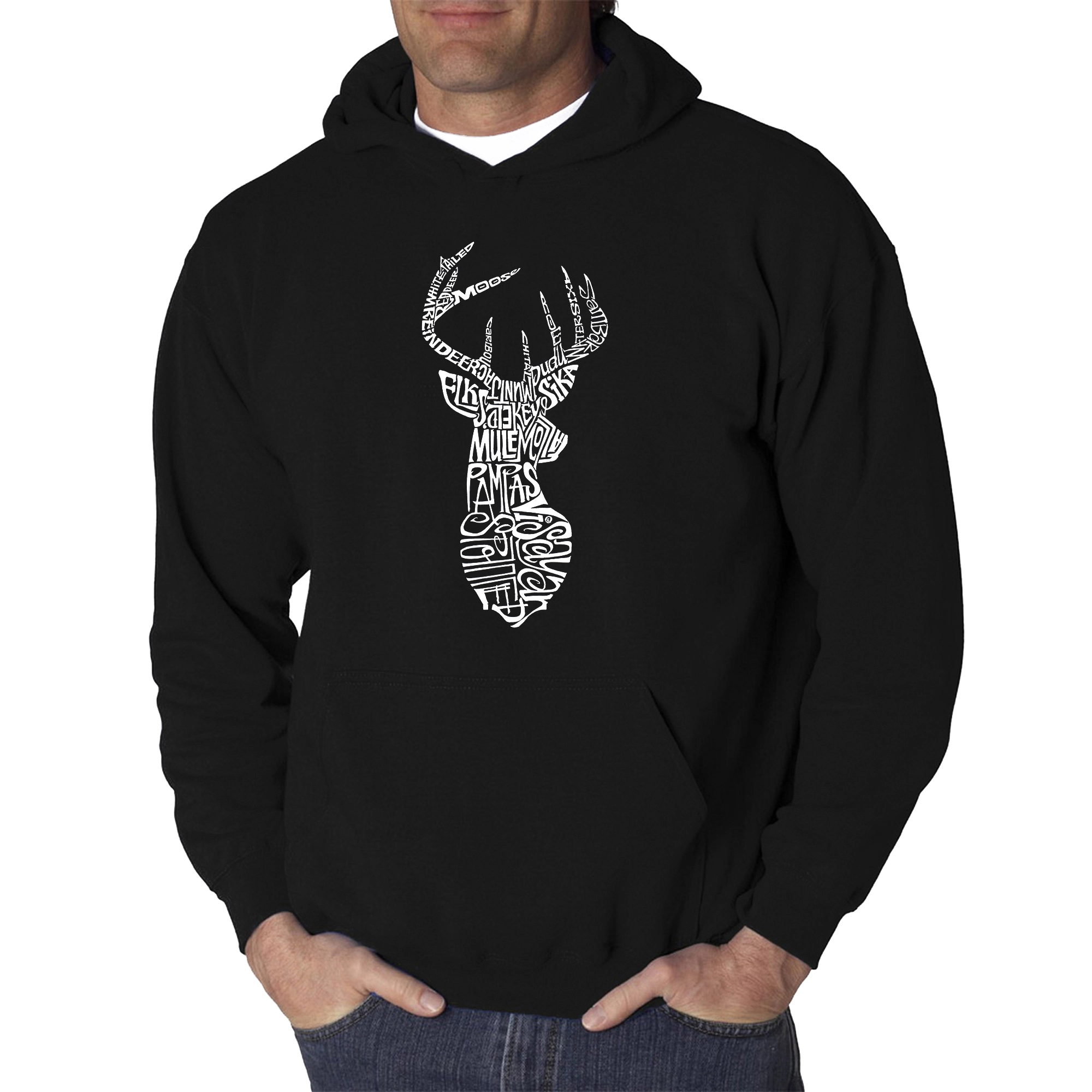 LA Pop Art Types of Deer - Men's Word Hooded Sweatshirt