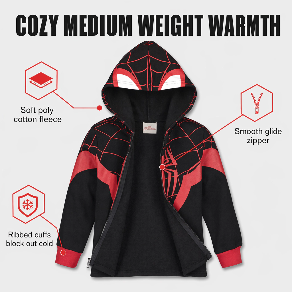 Marvel Spider-Man Cosplay Fleece Zip-Up Hoodie