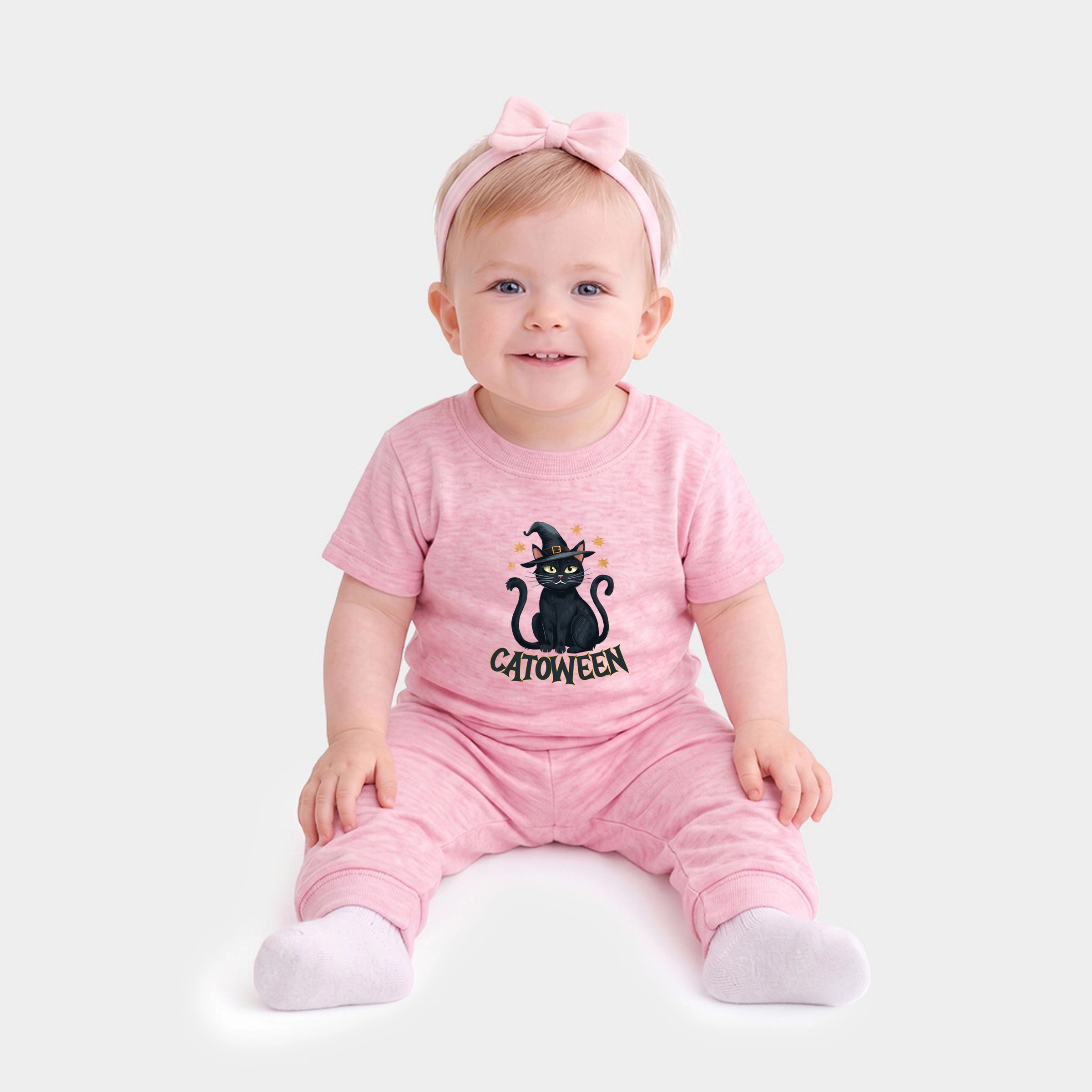 The Juniper Shop - Infant Jogger Pant Crew Set of 2 Catoween Cat