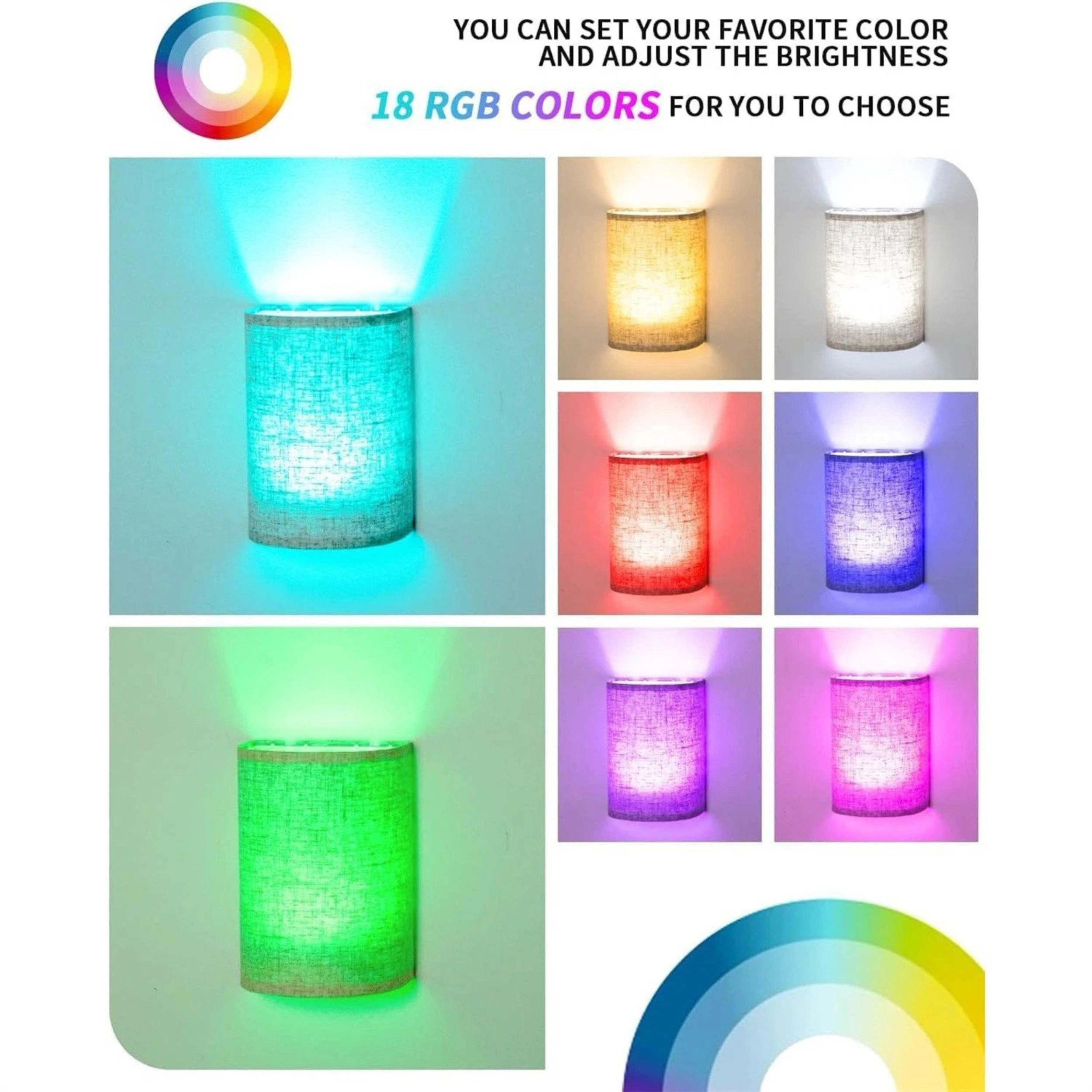 Home Collection Battery Operated 18 RGB LED Wall Sconces Set of 2