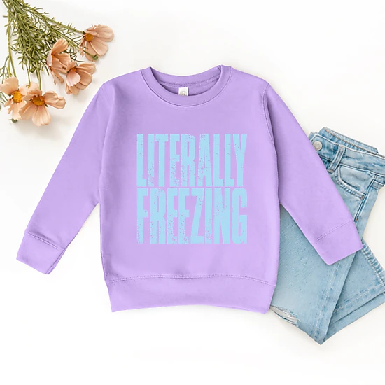 The Juniper Shop - Toddler Graphic Sweatshirt - Literally Freezing Block Distressed