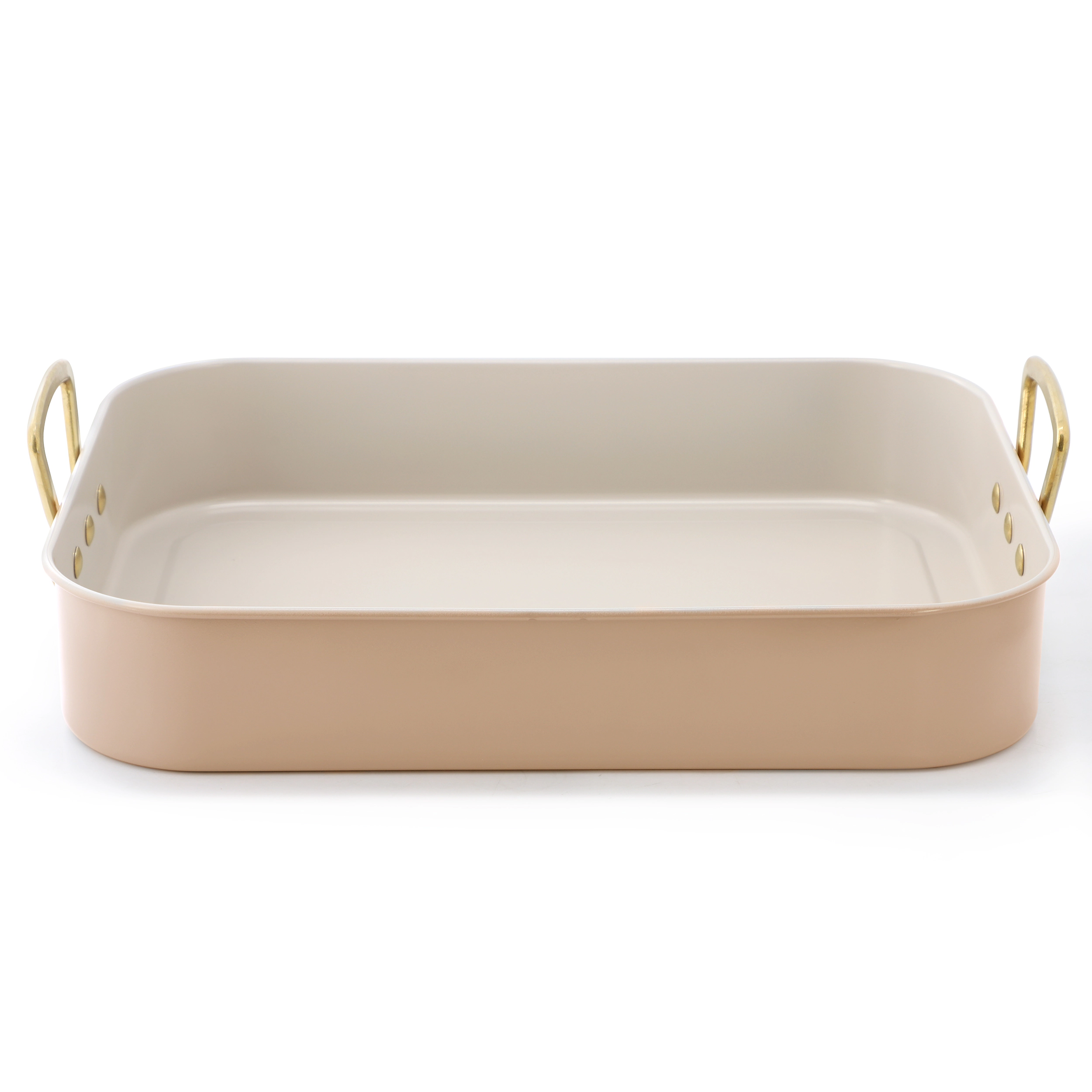 Gibson Home Broxton 2 Piece Nonstick Steel Roaster Pan Apricot with Rack