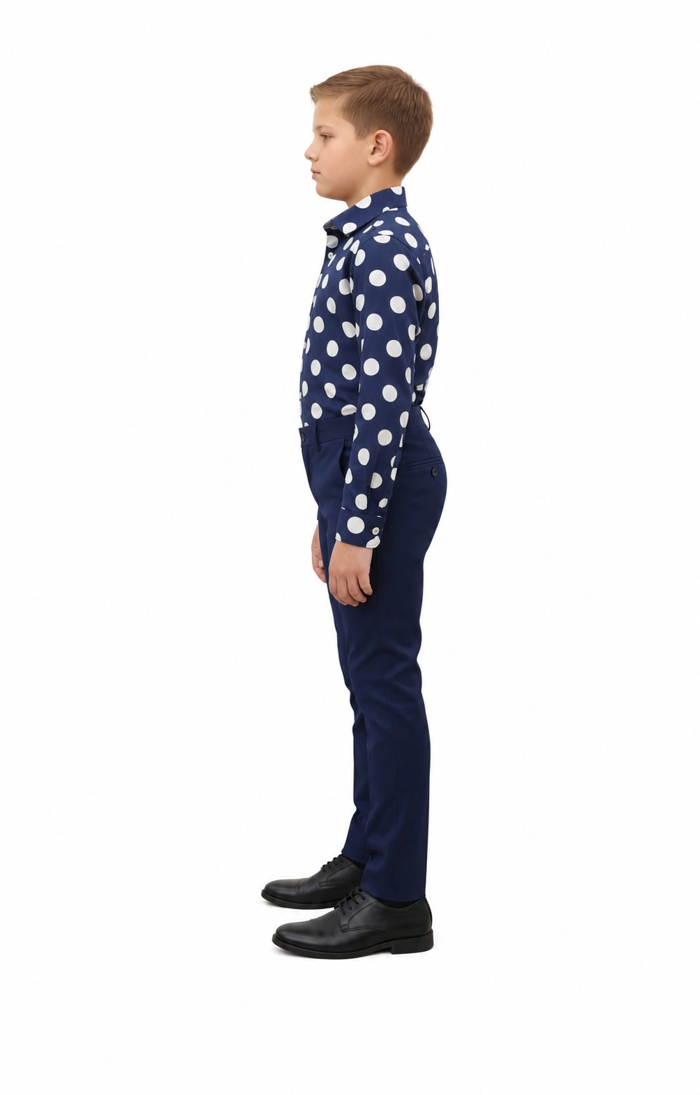 Elie Balleh Boys Slim Fit Long Sleeve Polka Dot Shirt