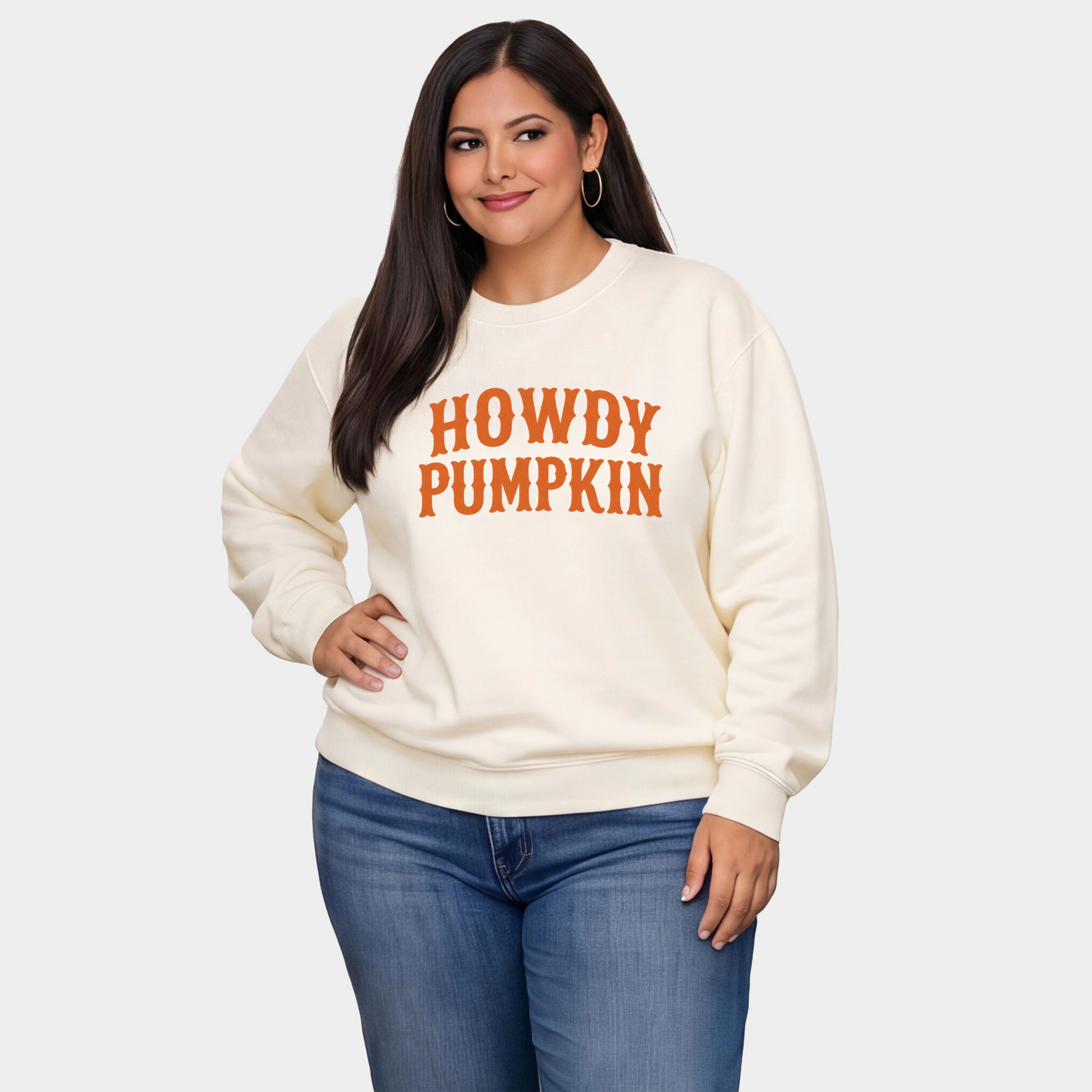 Simply Sage Market - Women's Plus Sized Graphic Sweatshirt Howdy Pumpkin Western
