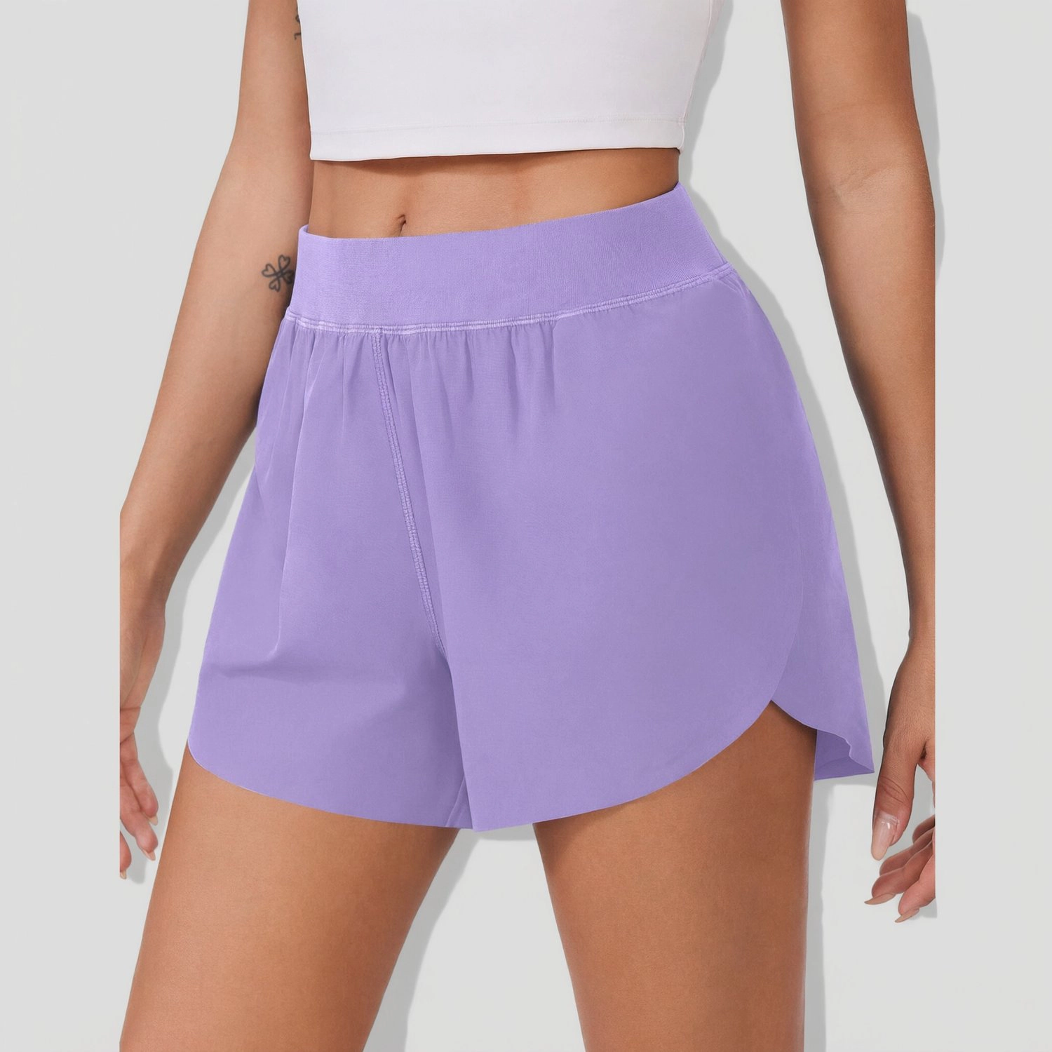 Pinspark Womens High Waist Running Shorts Lightweight Curved Hem Solid Summer