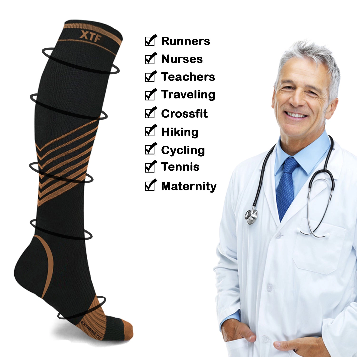 Extreme Fit Copper Compression Socks - Knee High For Running